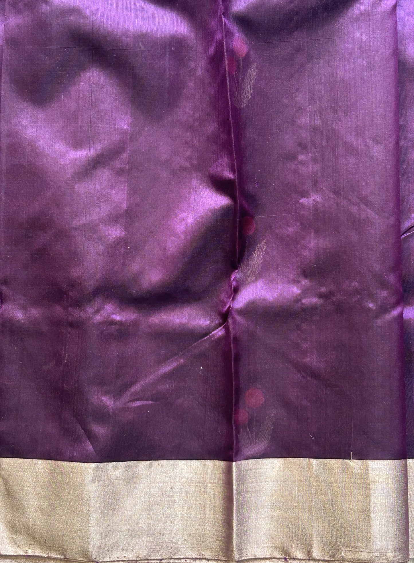 Chanderi Silk Saree Purple color Elegantly Paired with a Silver Zari border - Sampradaya Designer Studio