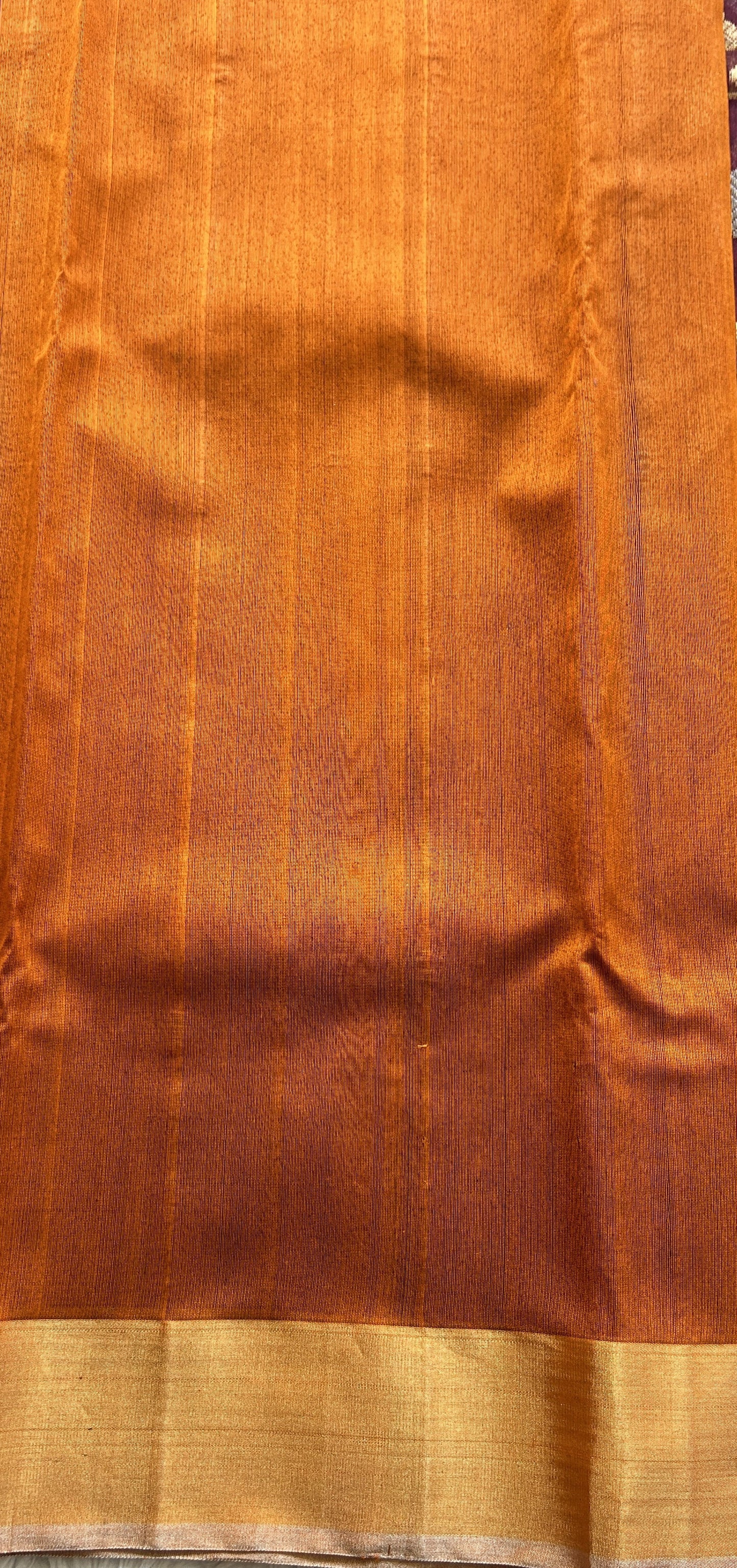 Chanderi Silk Allover Saree Brown color Elegantly Paired with a Zari border - Sampradaya Designer Studio
