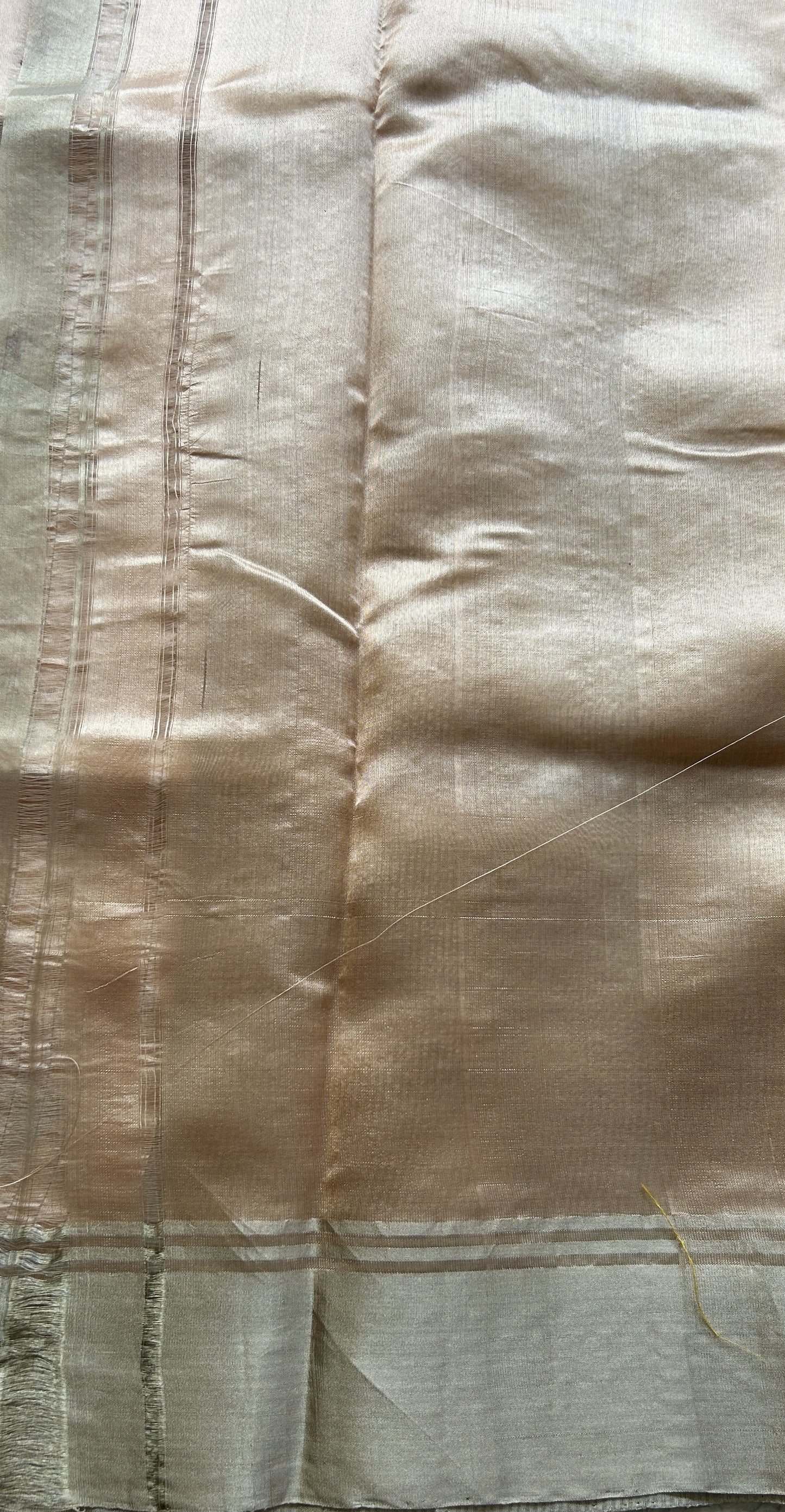 Chanderi Silk Saree Light Peach color Elegantly Paired with a Zari border - Sampradaya Designer Studio