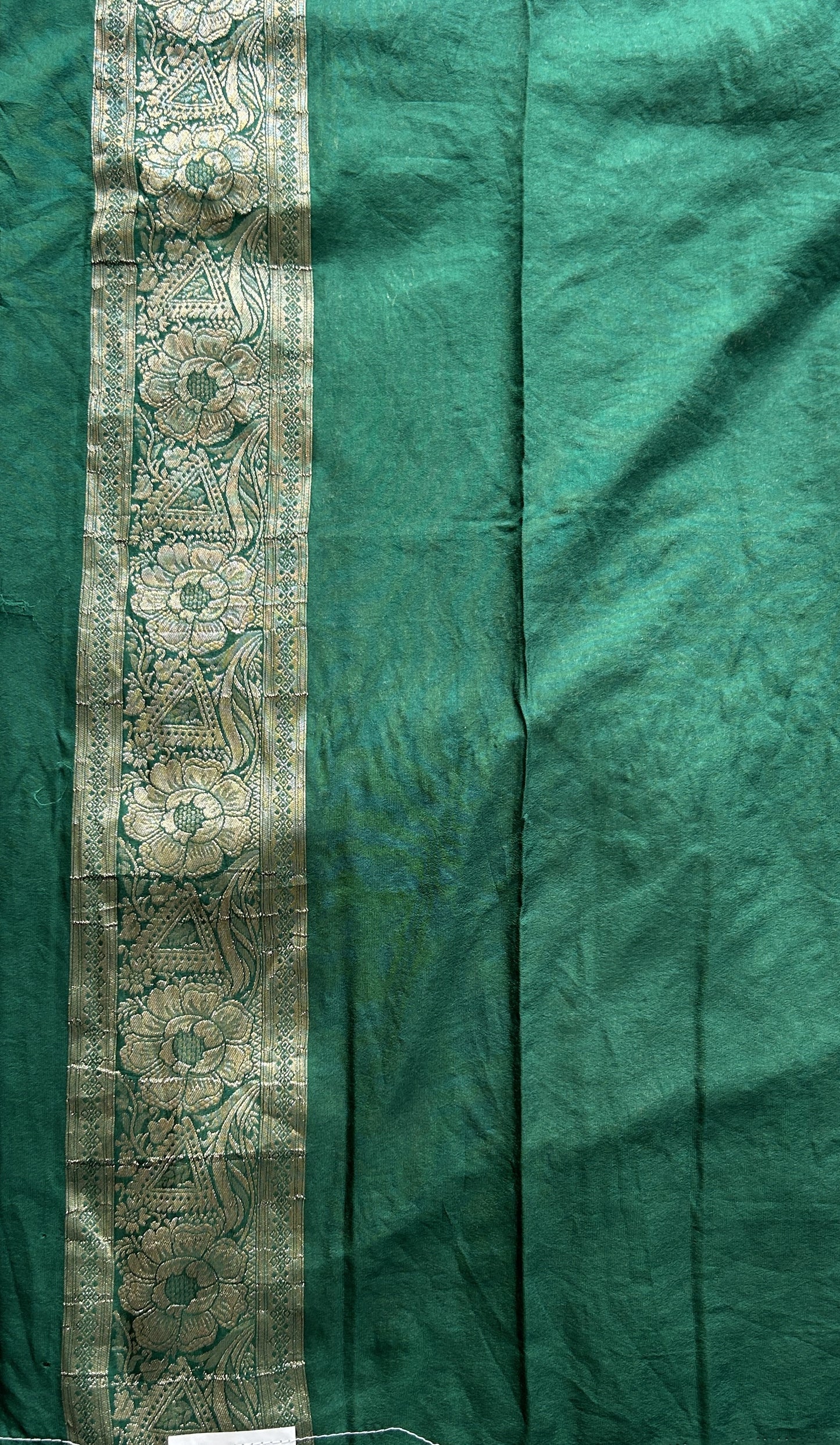 Semi Georgette Allover Saree Pine Green Colored Elegantly Paired with a Zari Border. - Sampradaya Designer Studio