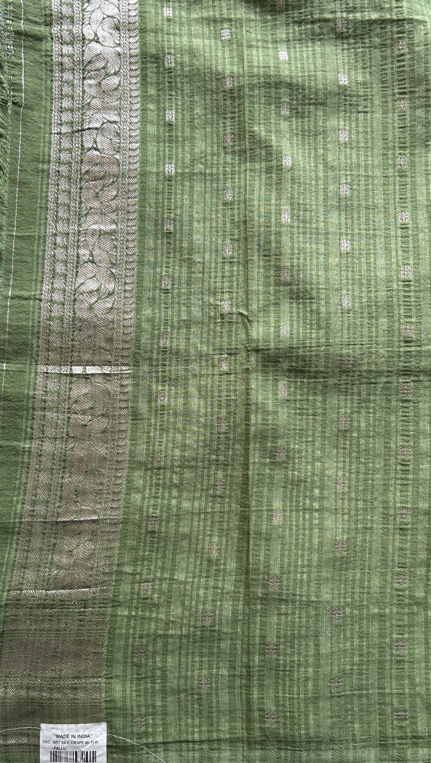 Semi Georgette Plain Saree Dark Green Colored Elegantly Paired with a Zari Border. - Sampradaya Designer Studio