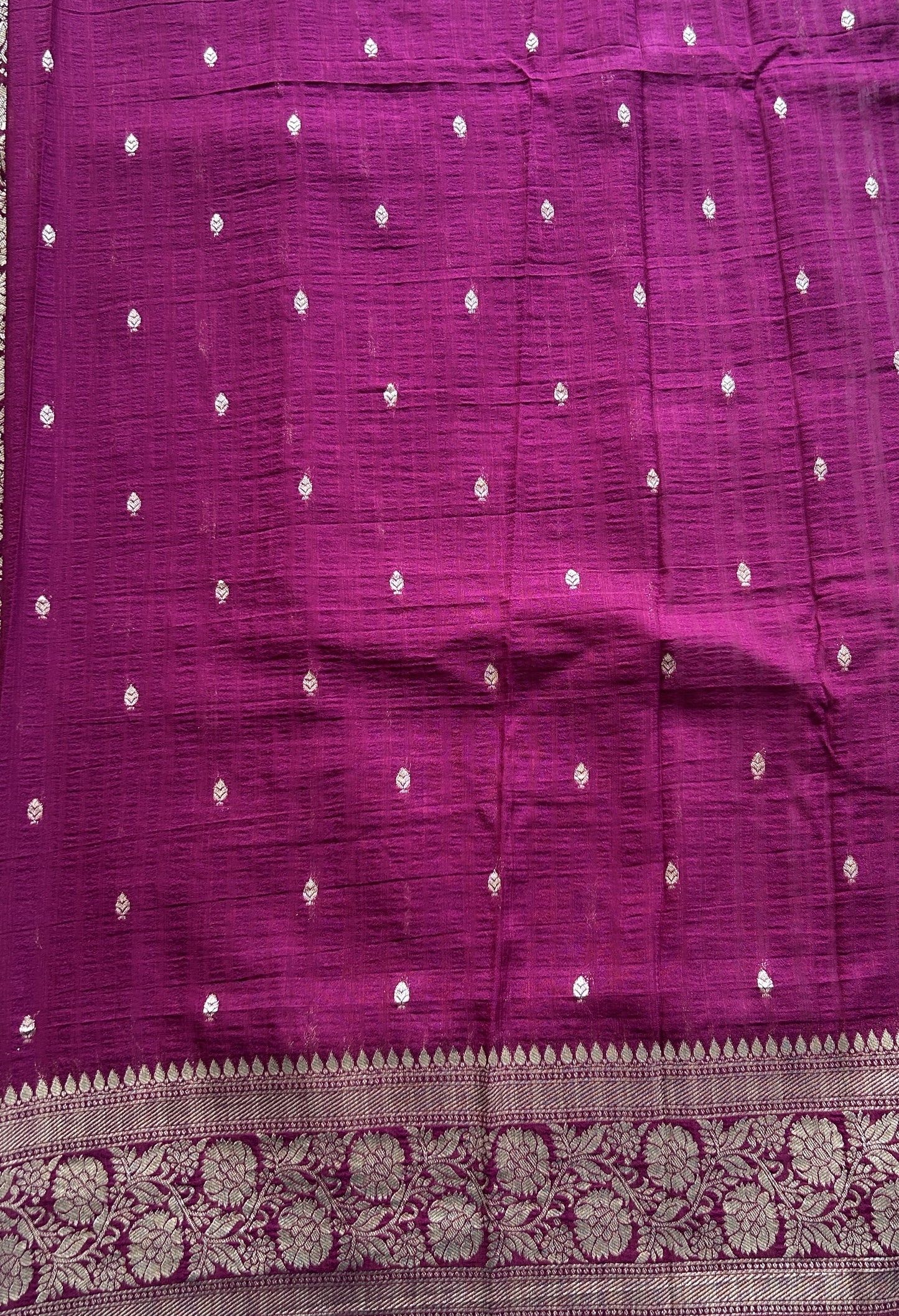 Semi Georgette Saree Lavender Colored Complemented with a Purple Zari Border. - Sampradaya Designer Studio