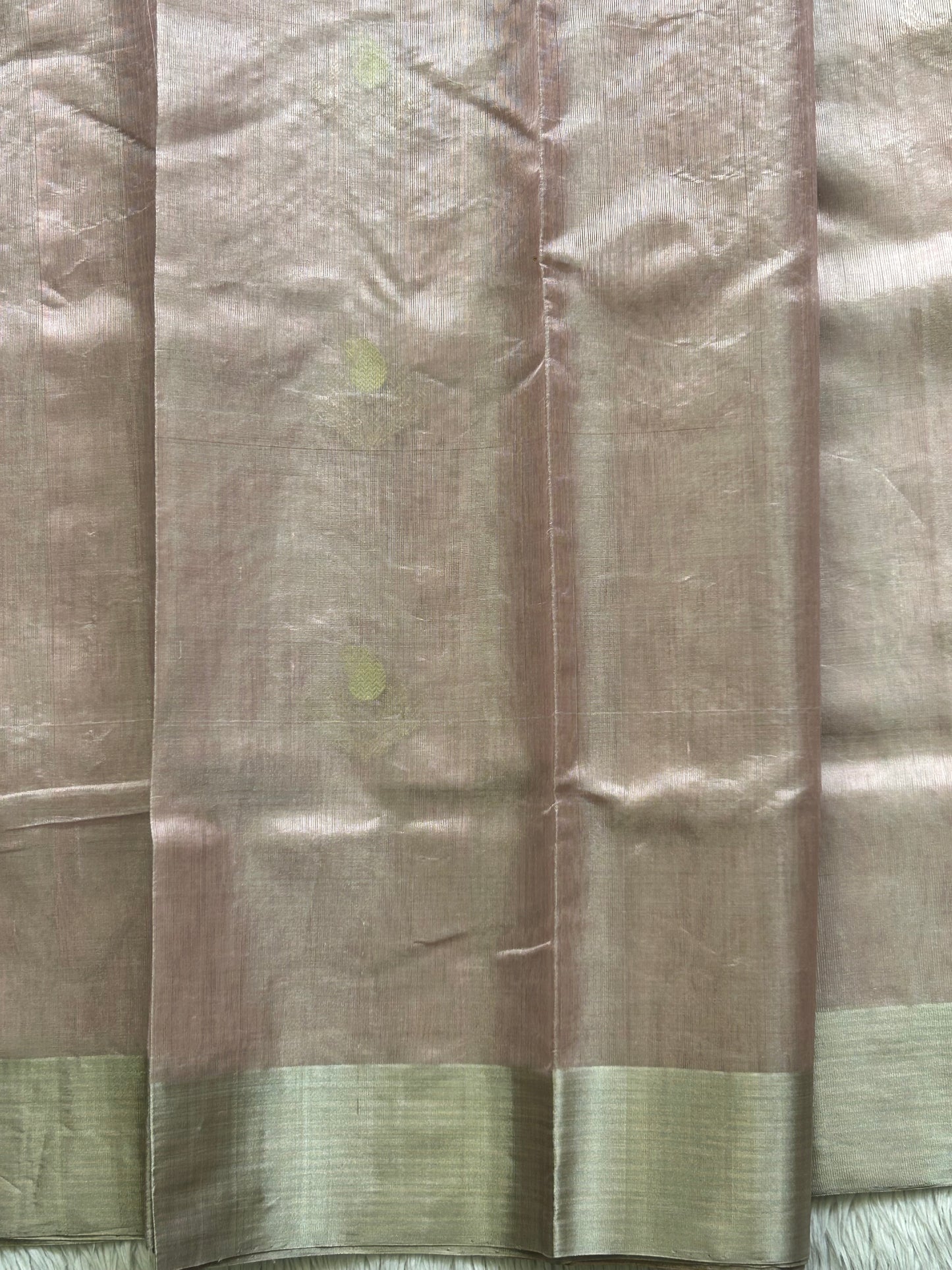 Chanderi Tissue Saree scarlet Baby Pink color Elegantly Paired with a Silver Zari Border - Sampradaya Designer Studio