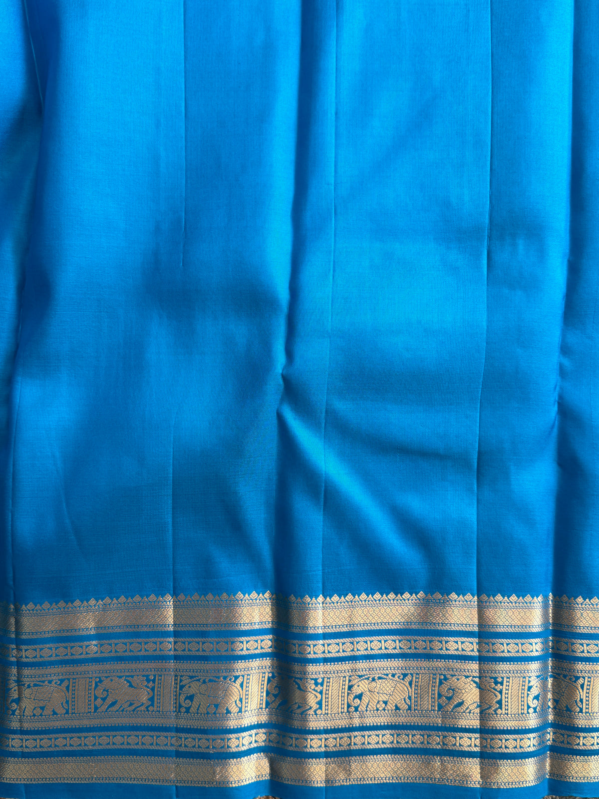 Pure Kanjivaram Silk Saree | Blue With Gold Zari Border | Handloom | Silk Mark Certified