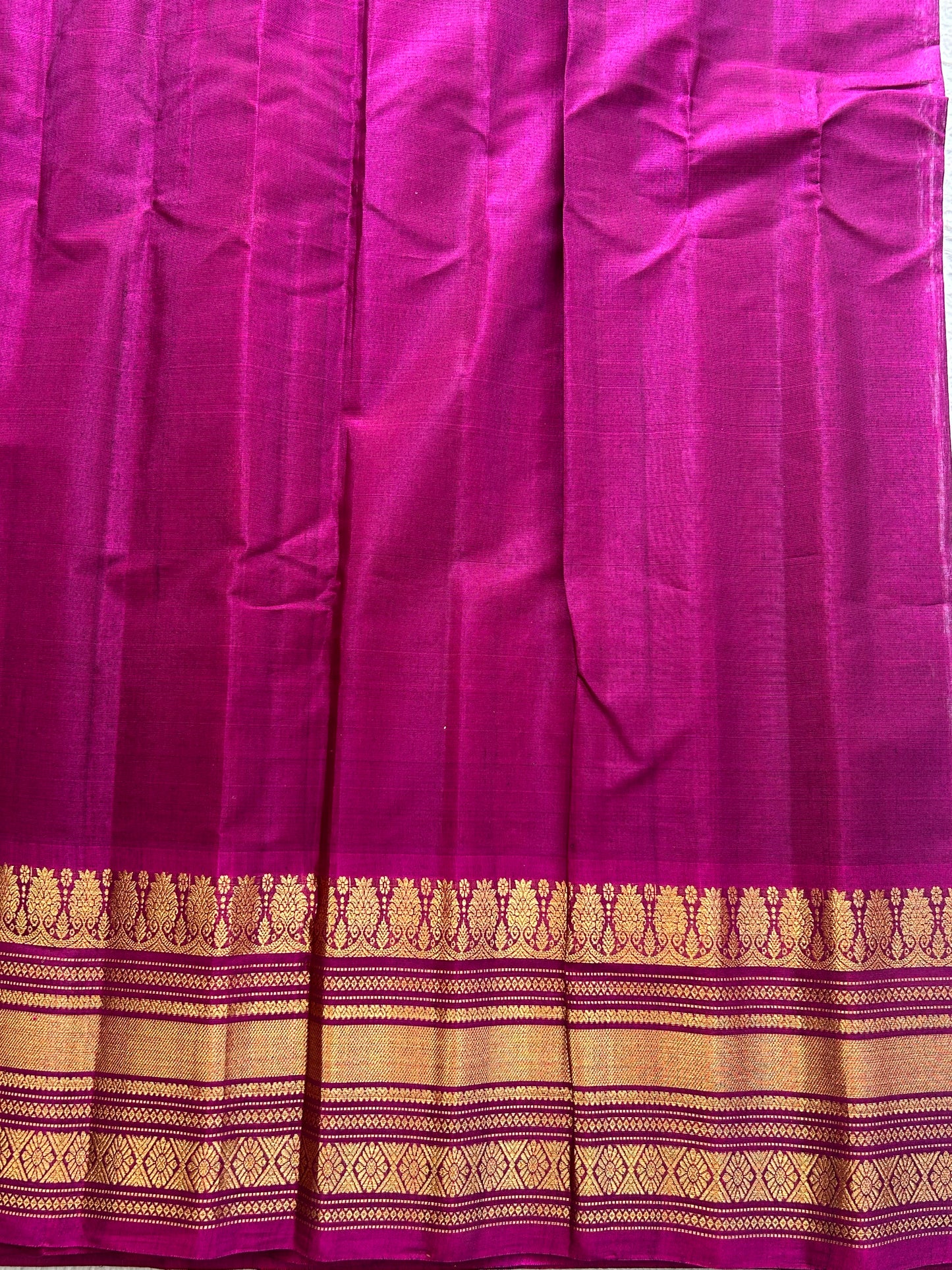 Gadwal Sico Saree Peanut colored complemented with a Gold Zari Border - Sampradaya Designer Studio