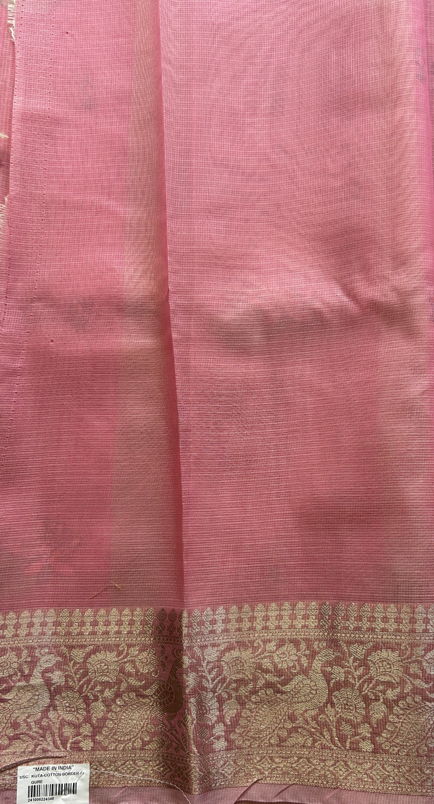 Silk kota Saree Baby Pink colored Elegantly Paired with a Zari Border. - Sampradaya Designer Studio