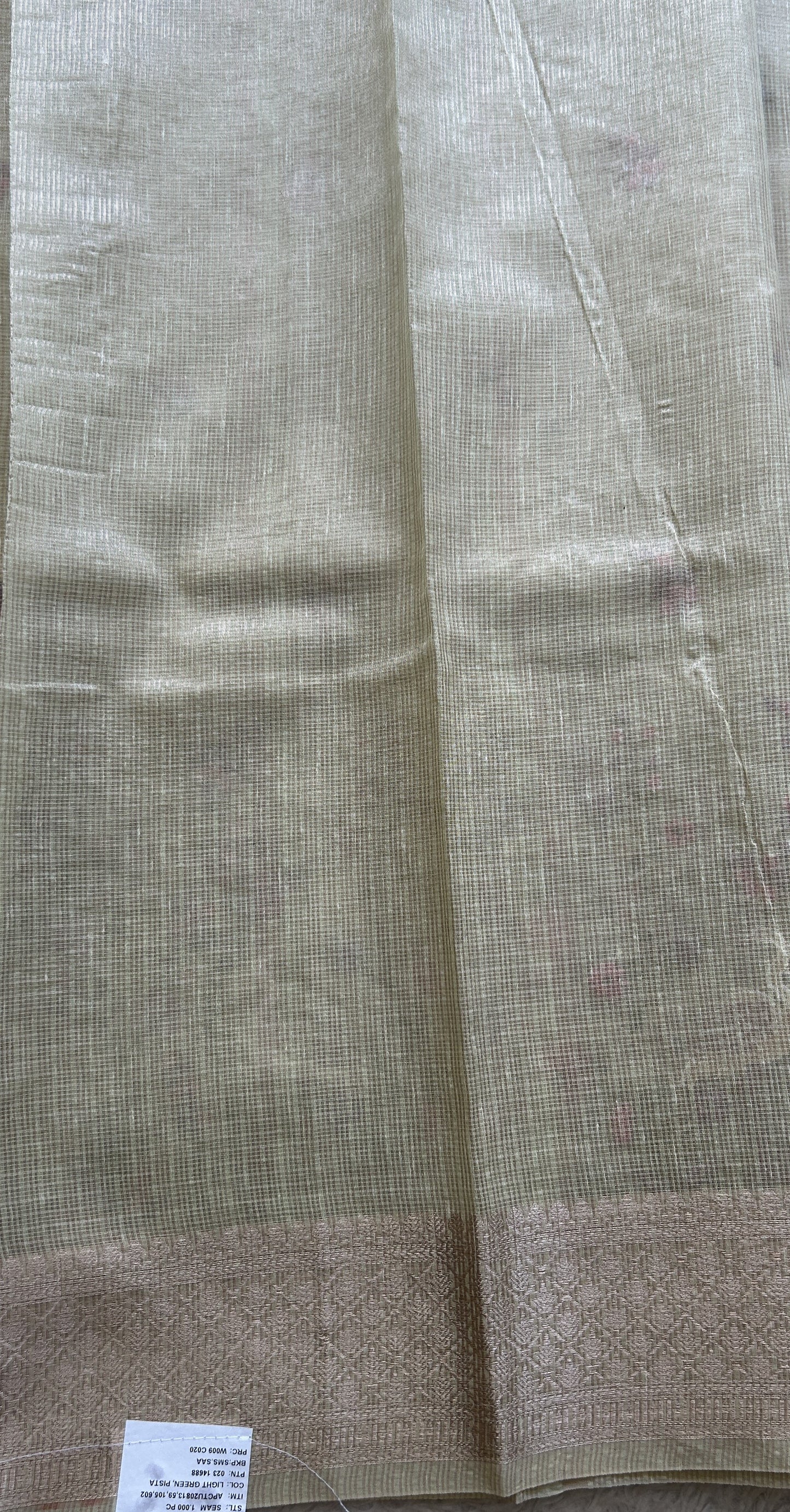 Silk kota Saree Light Green colored Elegantly Paired with a Zari Border. - Sampradaya Designer Studio