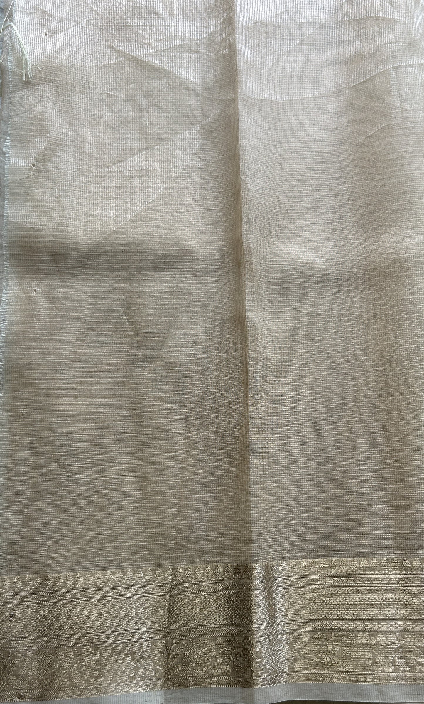 Silk kota Saree Beige colored Complemented with a Zari Border. - Sampradaya Designer Studio