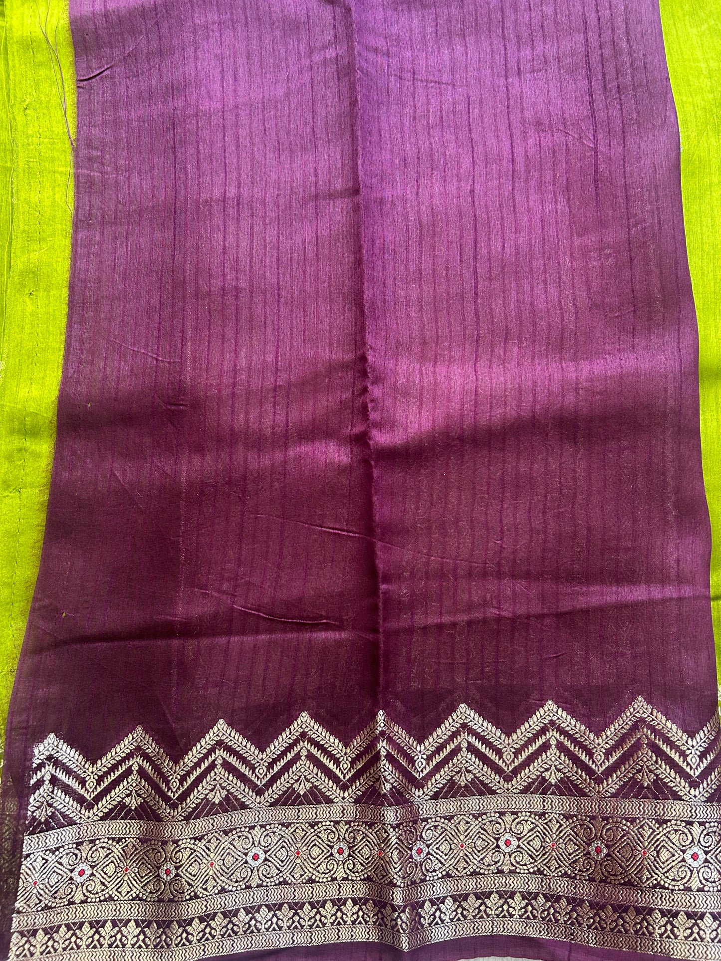 Banarasi Fancy Saree Olive Green Colored Complemented with a Gold Zari Border. - Sampradaya Designer Studio