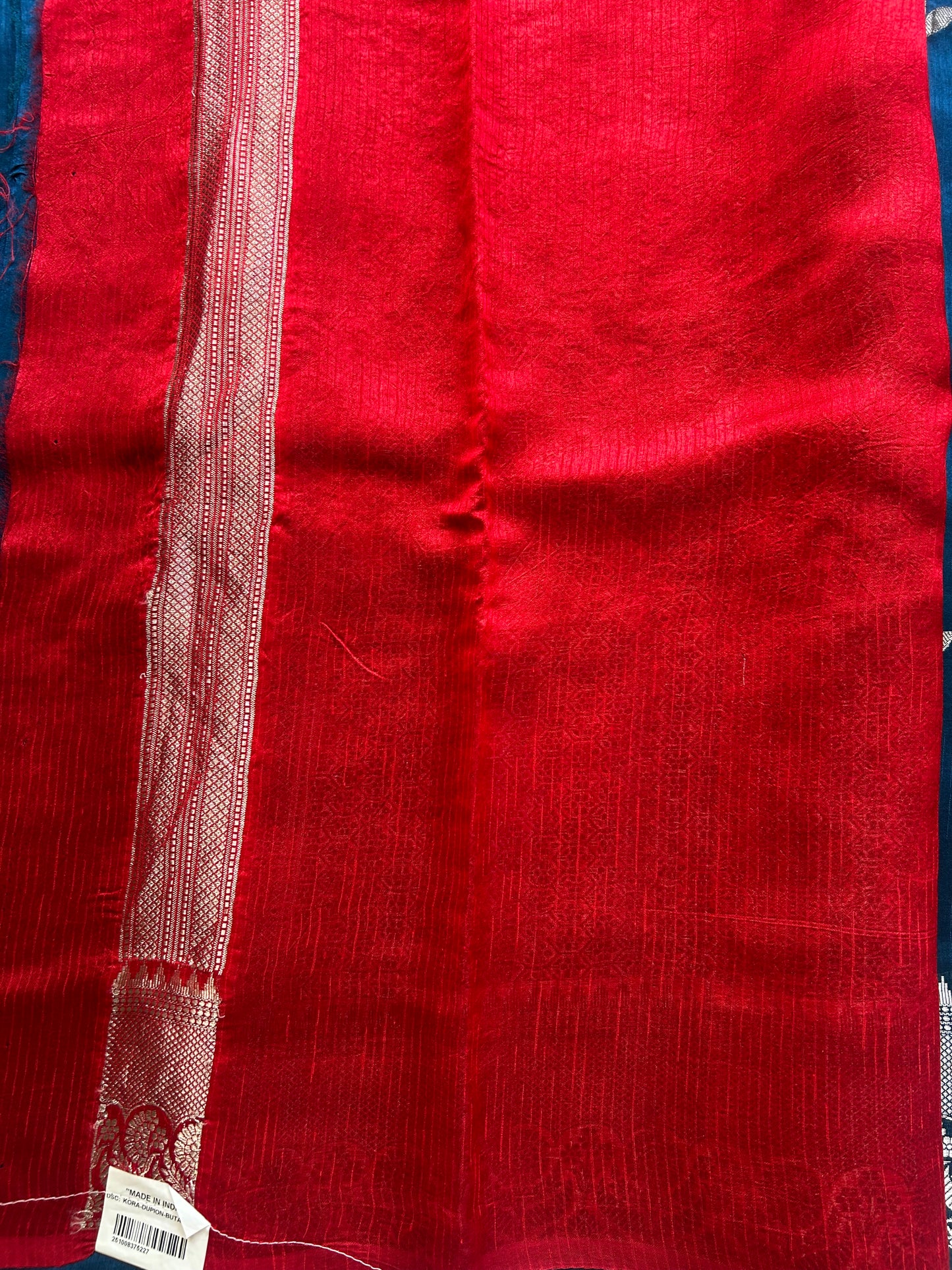 Banarasi Fancy Saree Olympic blue Colored Complemented with a Silver Zari Border. - Sampradaya Designer Studio