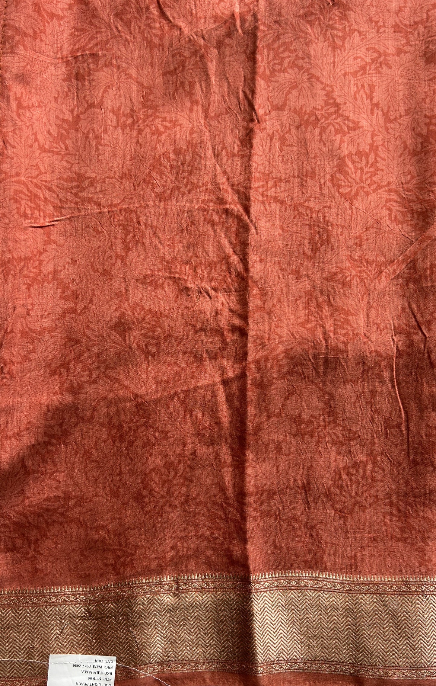 Dola Crepe Saree Light Orange Colored Complemented with a Zari Border. - Sampradaya Designer Studio