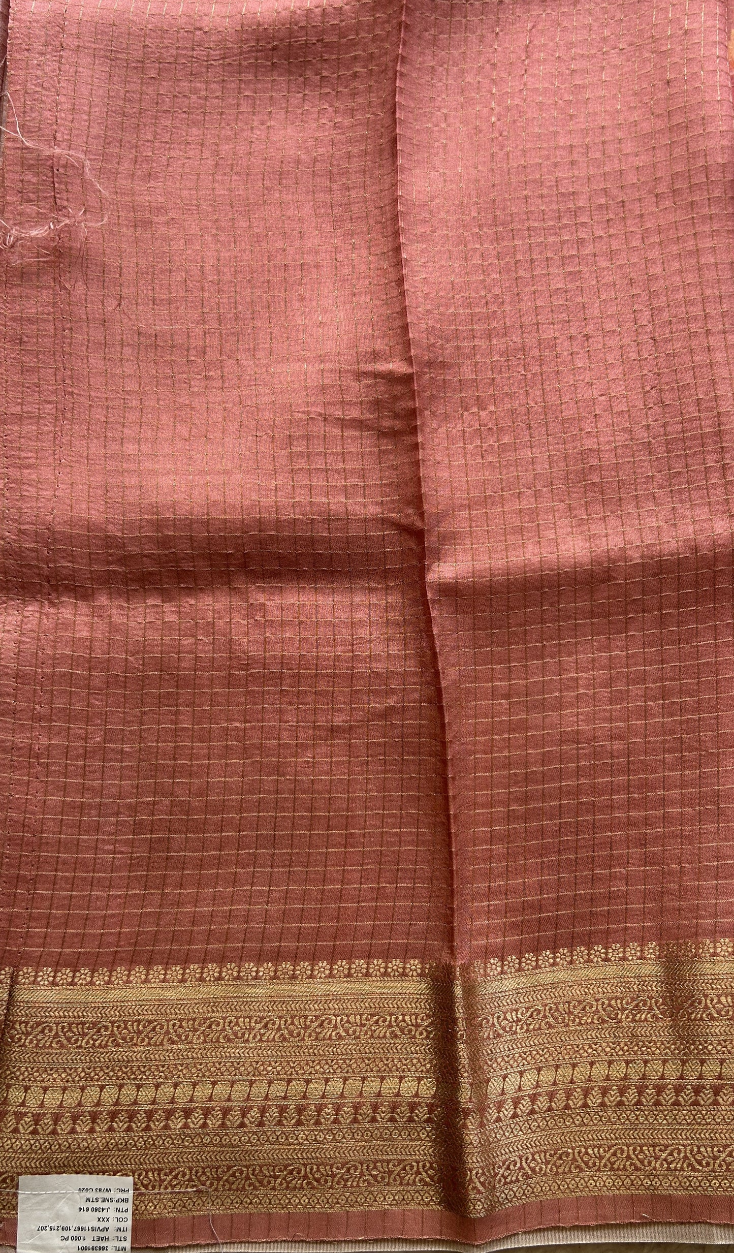 Dola Crepe Saree Dark Peach Colored Elegantly Paired with a Zari Border. - Sampradaya Designer Studio