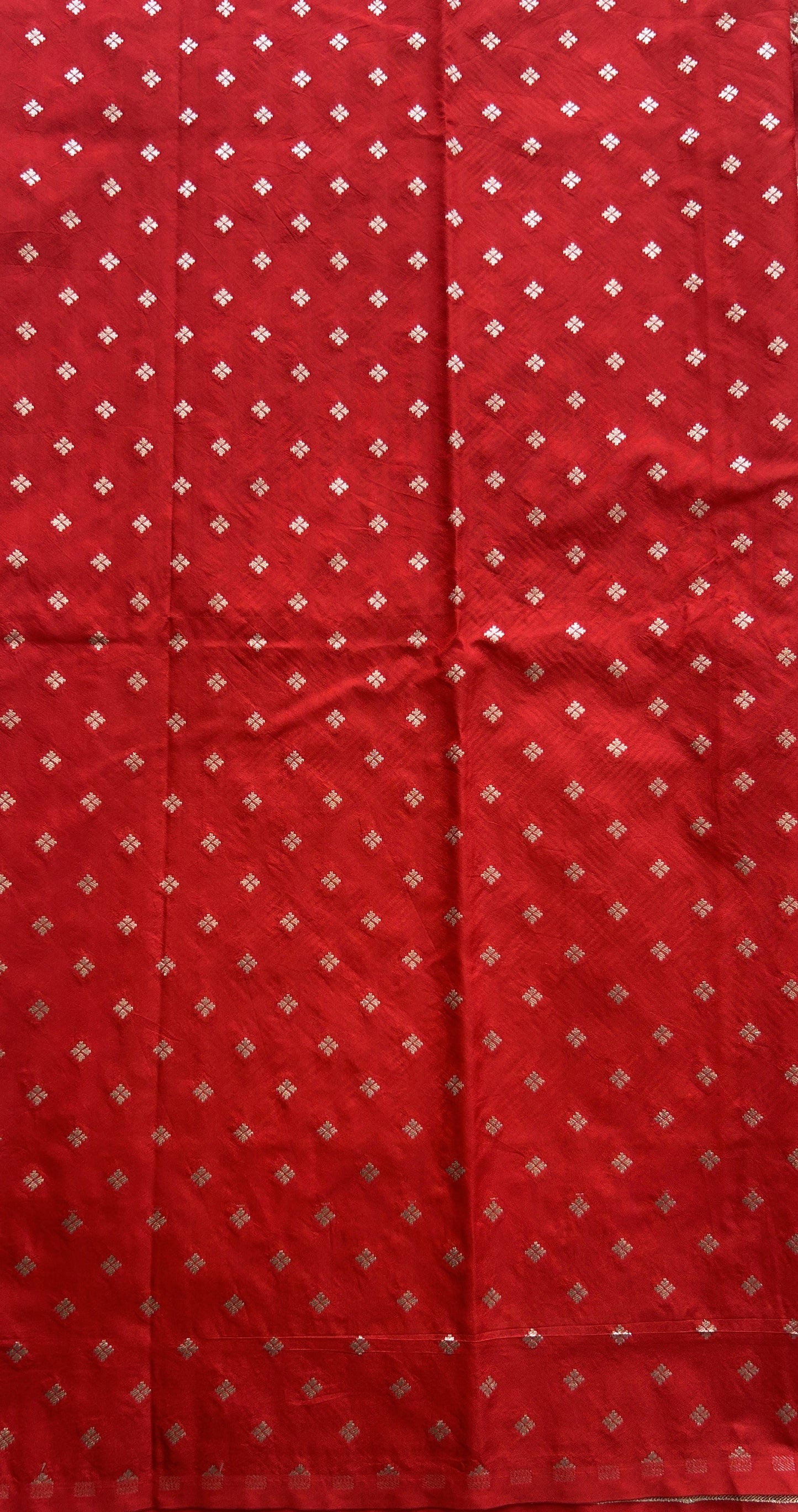 Semi Raw Silk Saree Red Colored Elegantly Paired with a Zari Border. - Sampradaya Designer Studio