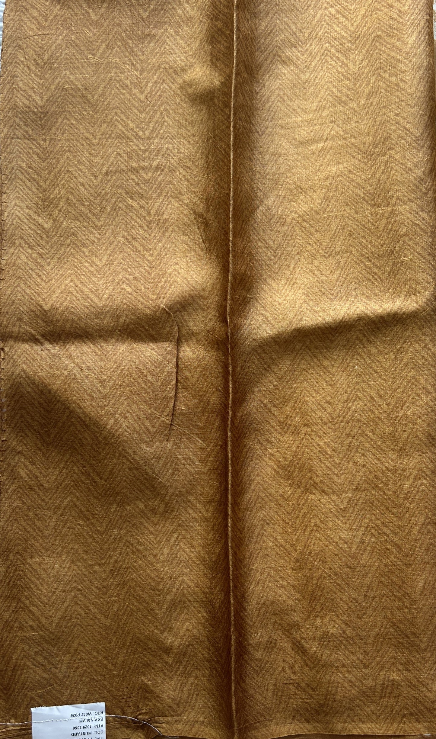 Pure Tussar Silk Saree Mustard Color Complemented with a Borderless. - Sampradaya Designer Studio