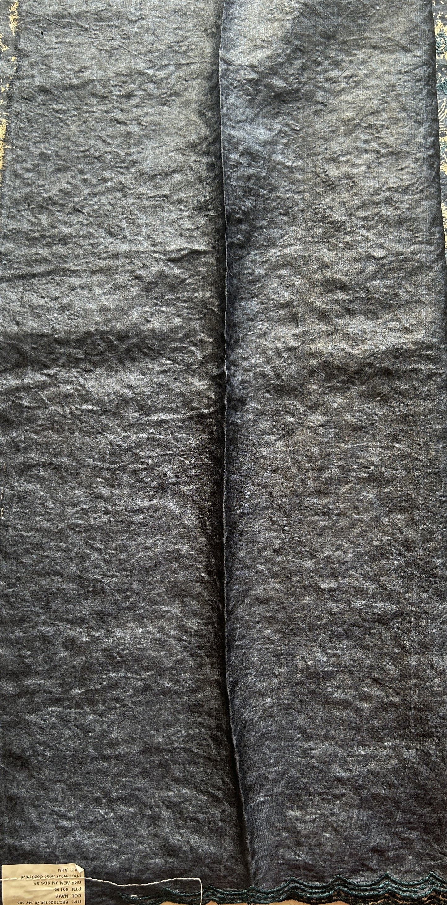 Pure Tussar Silk Saree Prussian Color Complemented with a Borderless. - Sampradaya Designer Studio