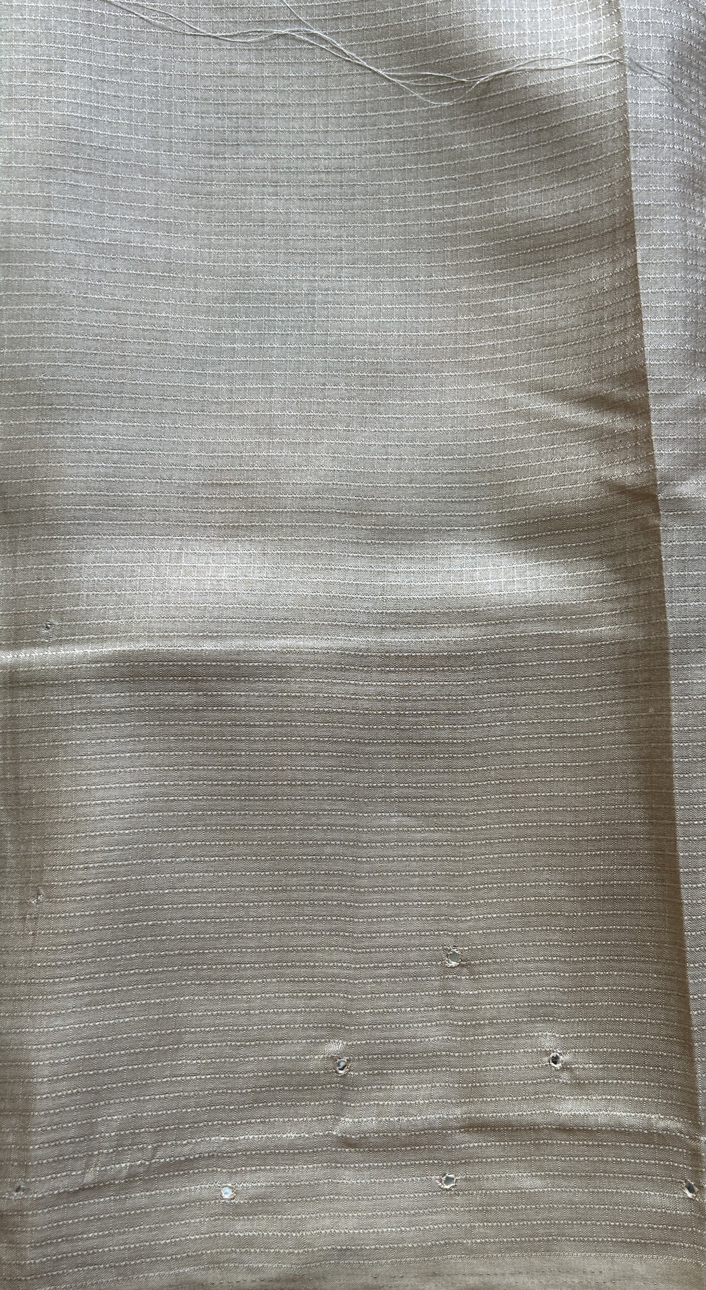 Semi Tussar Saree Pastel Cream Colored Elegantly Paired with a Mirror Work Border. - Sampradaya Designer Studio