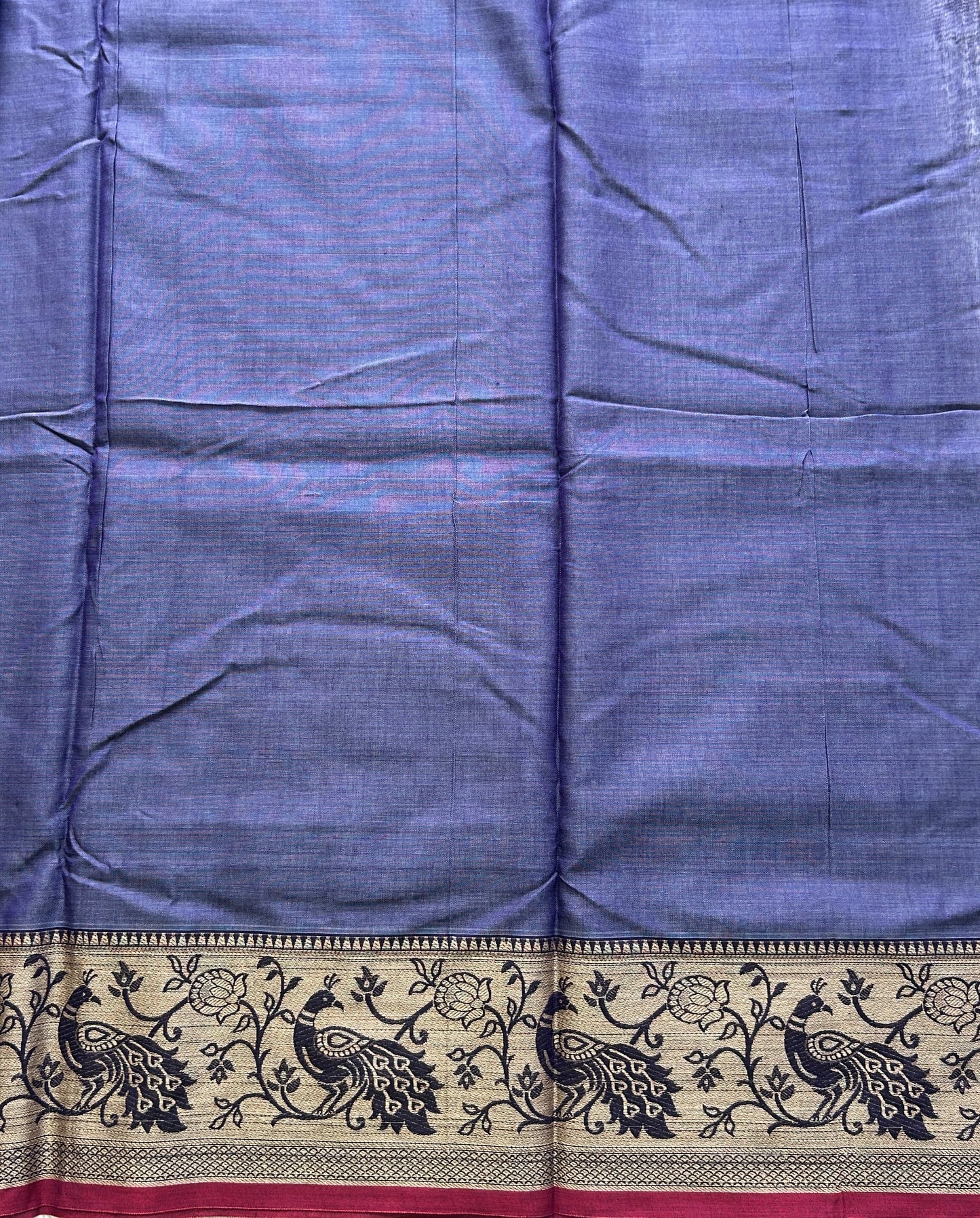 Narayanpet Cotton Saree Orchid Colored Complemented with a Thread Border. - Sampradaya Designer Studio