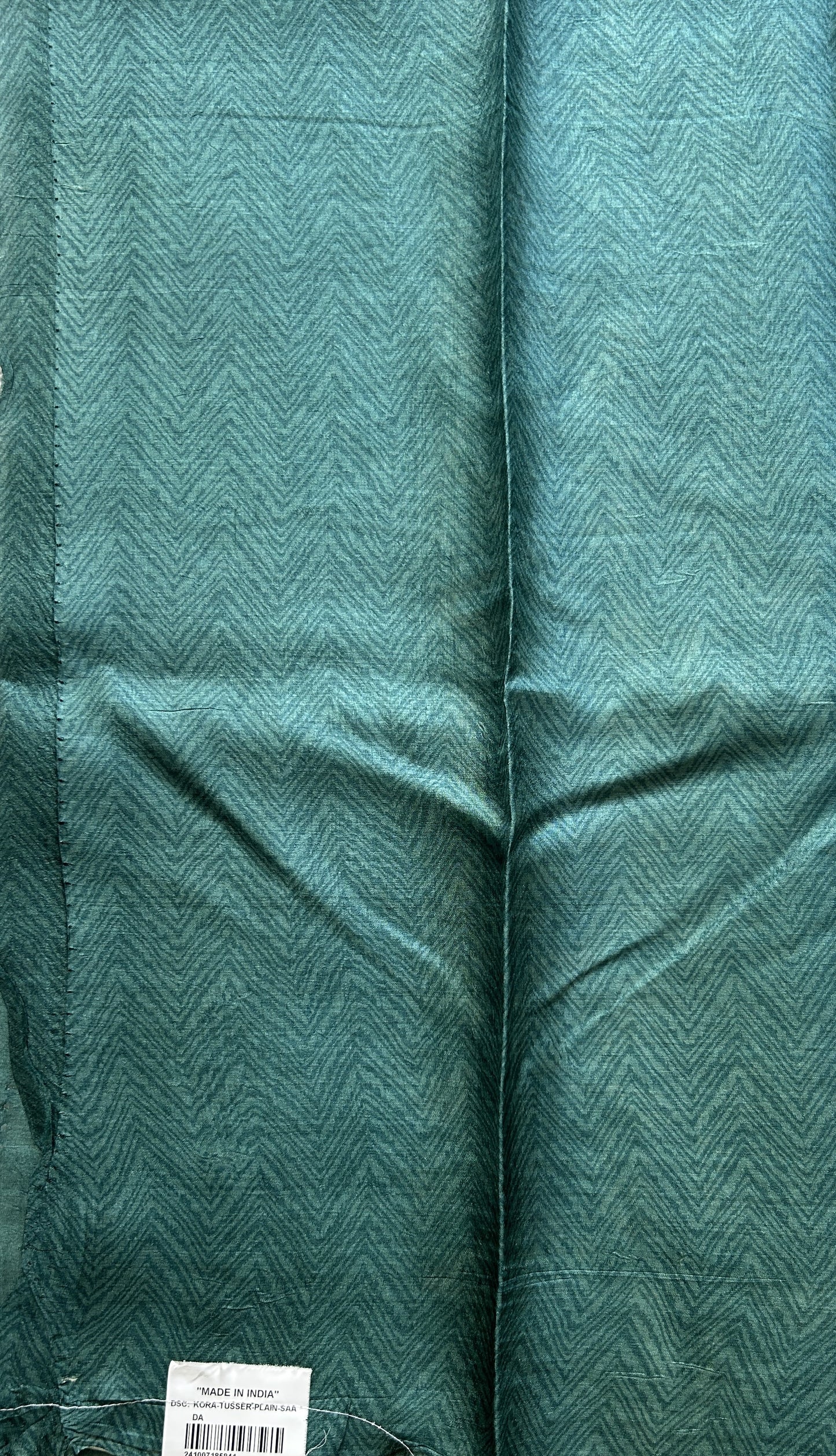 Pure Tussar Silk Saree Rama Green Color Complemented with a Borderless. - Sampradaya Designer Studio