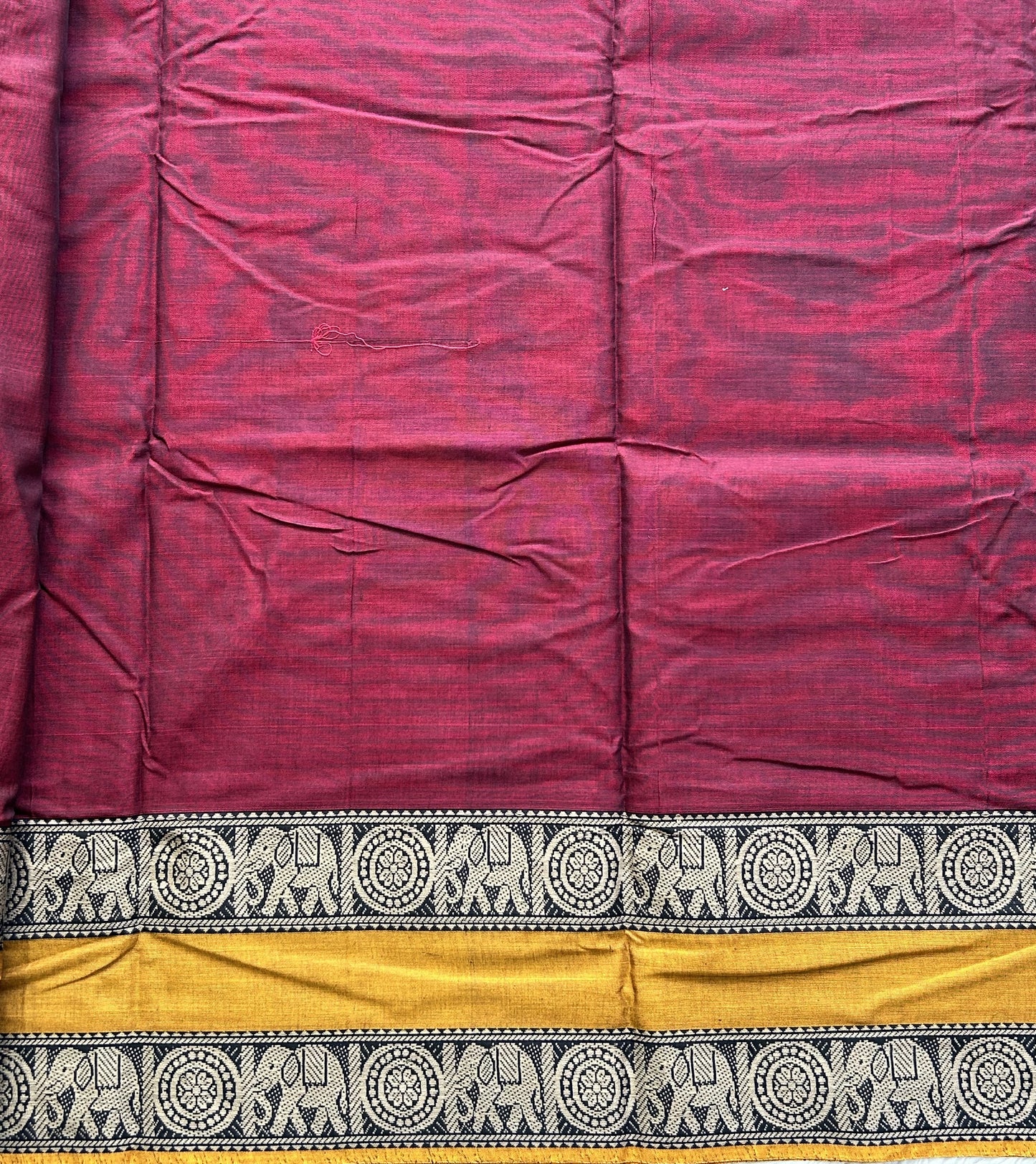 Narayanpet Cotton Saree Light Sangria Maroon Colored Complemented with a Thread Border. - Sampradaya Designer Studio