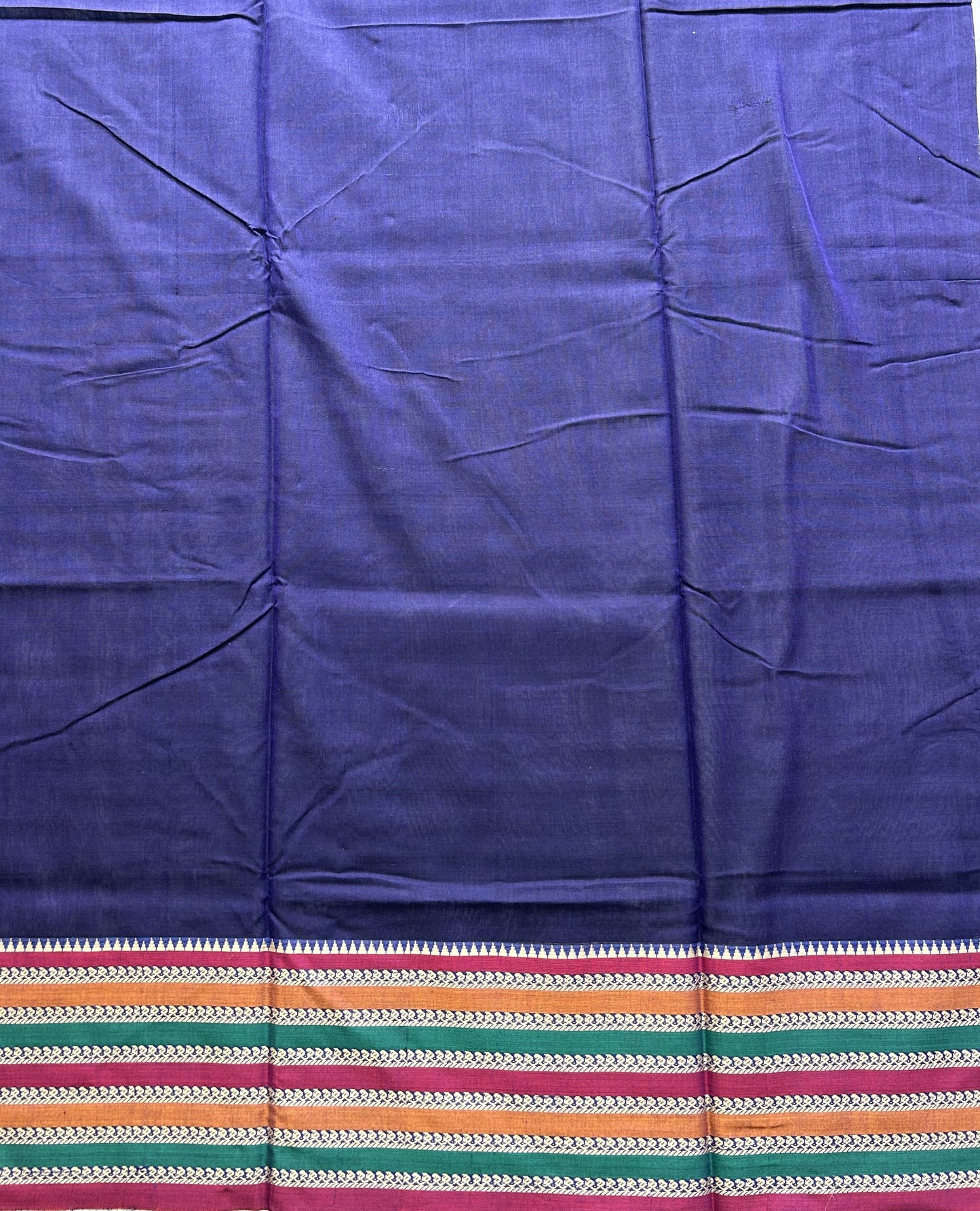 Narayanpet Cotton Saree Denim Colored Complemented with a Thread Border.