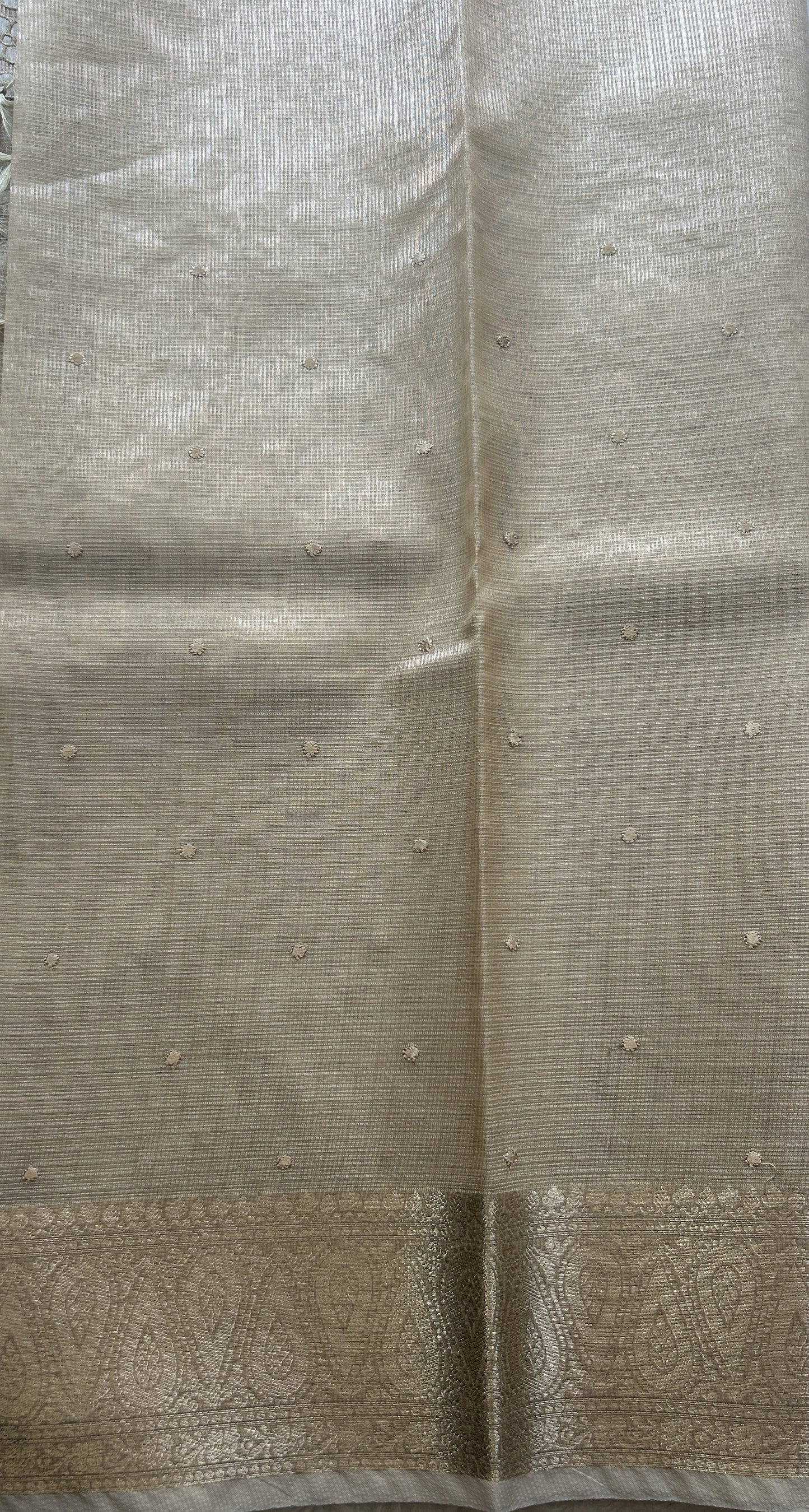 Silk kota Saree Wheat colored Elegantly Paired with a Zari Border. - Sampradaya Designer Studio