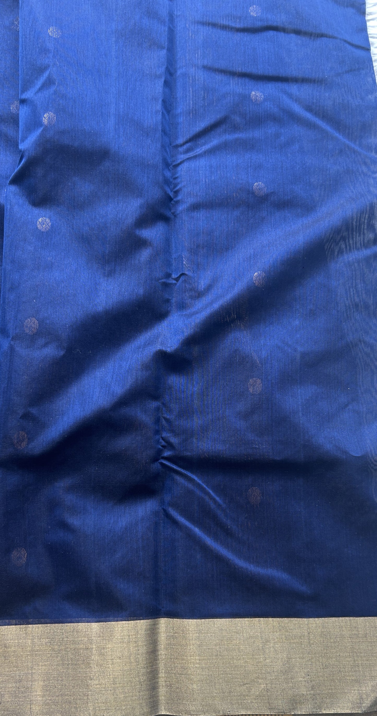 Chanderi Sico Saree Navy Blue Colored Complemented with a Zari Border. - Sampradaya Designer Studio