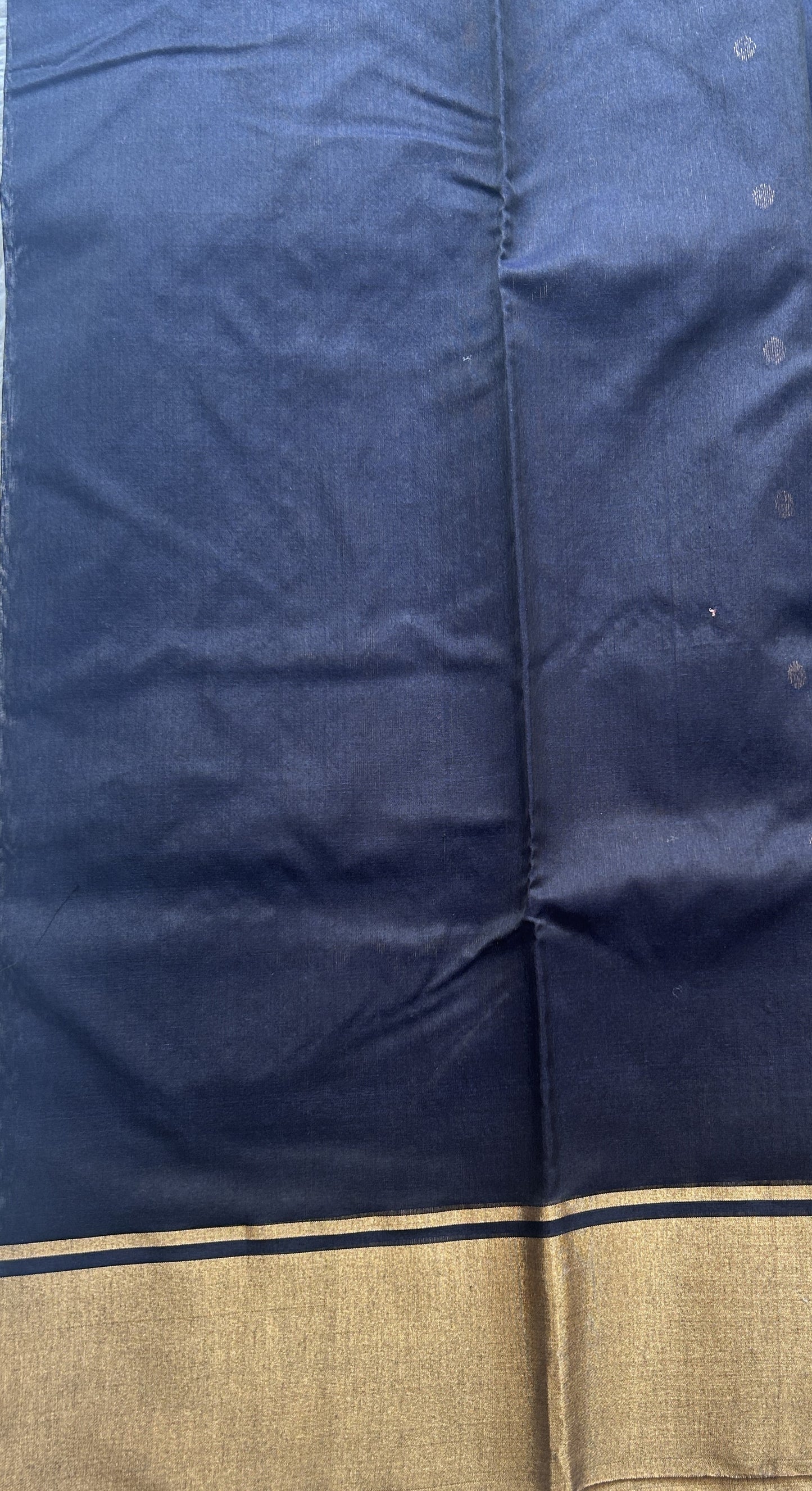 Chanderi Sico Saree Very Dark Blue Colored Complemented with a Zari Border. - Sampradaya Designer Studio
