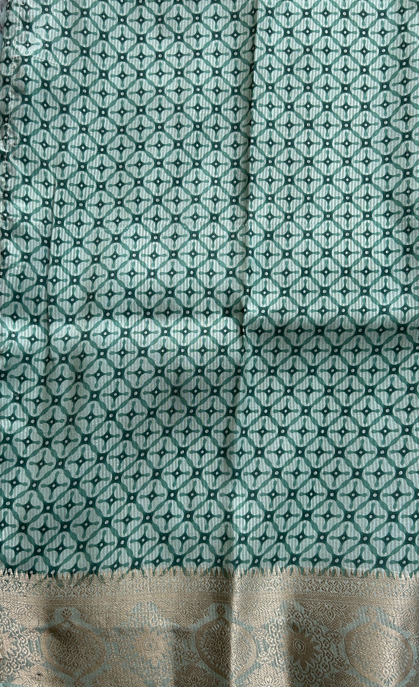 Banarasi Soft Silk Saree Aqua Green Colored Complemented with a Zari Border. - Sampradaya Designer Studio