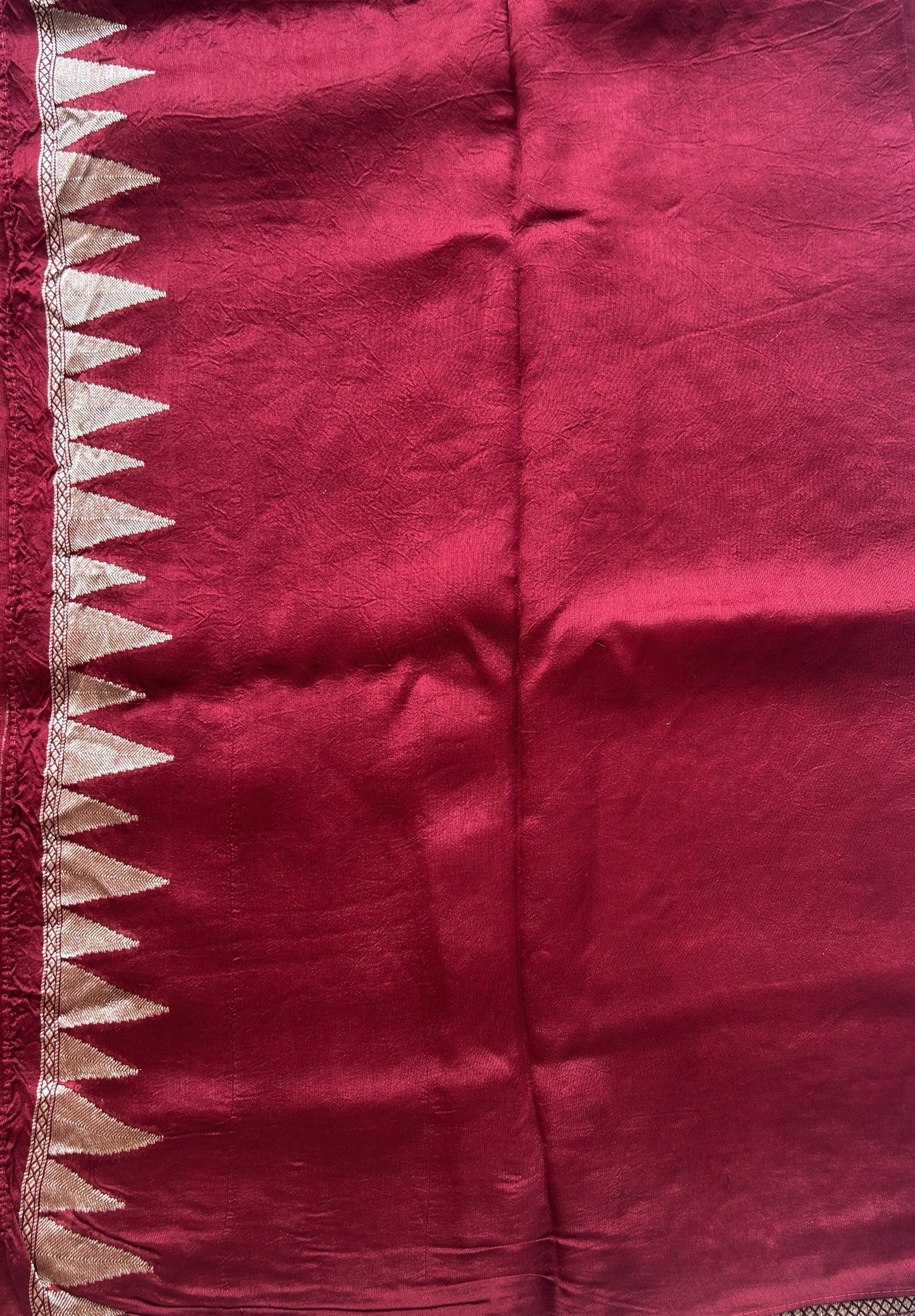 Banarasi Tussar Georgette Saree Maroon Colored Exquisite Zari Border. - Sampradaya Designer Studio
