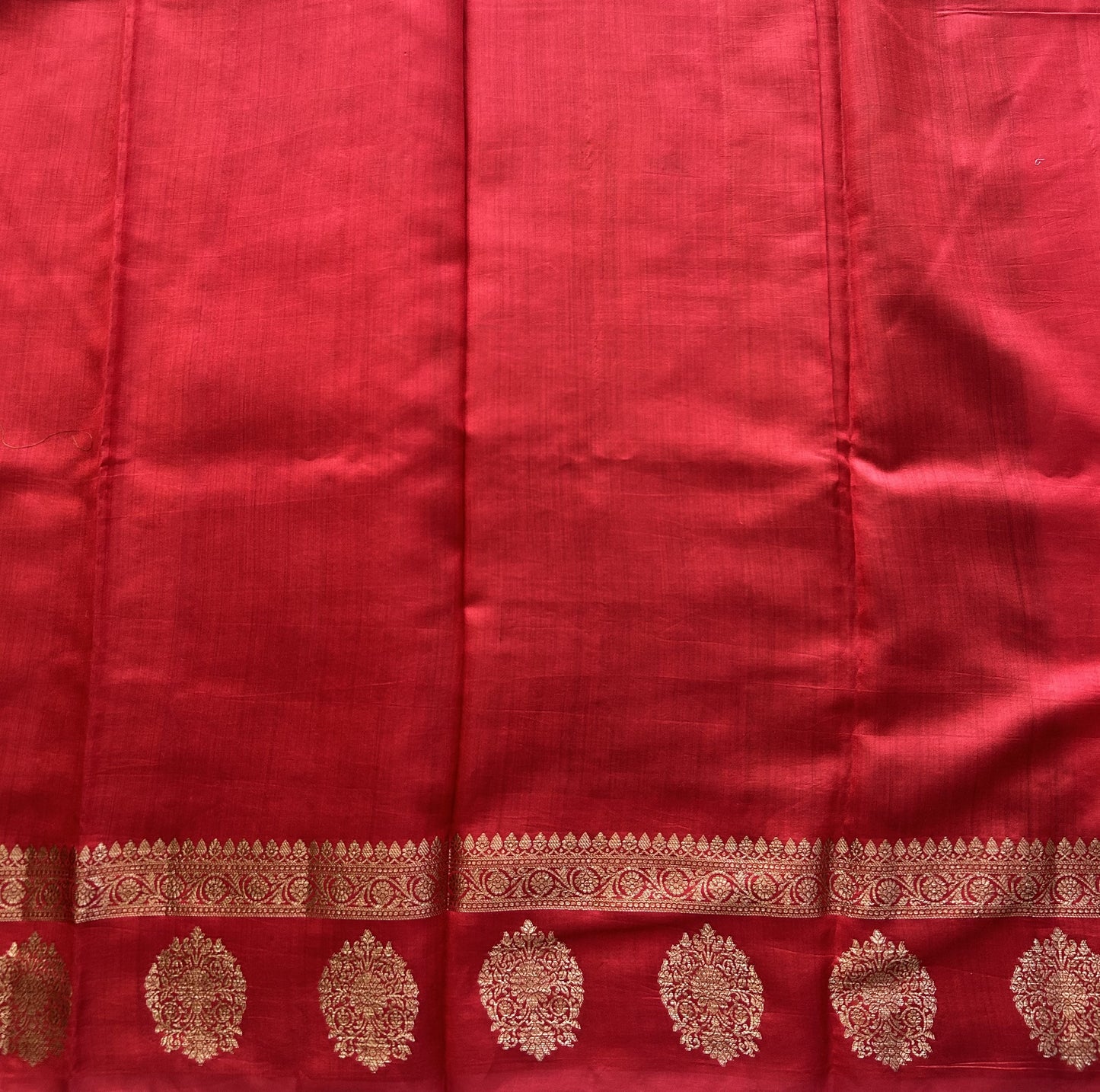 Pure Chiniya Silk Saree Light Green Colored Elegantly Paired with a Gold Zari Border. - Sampradaya Designer Studio