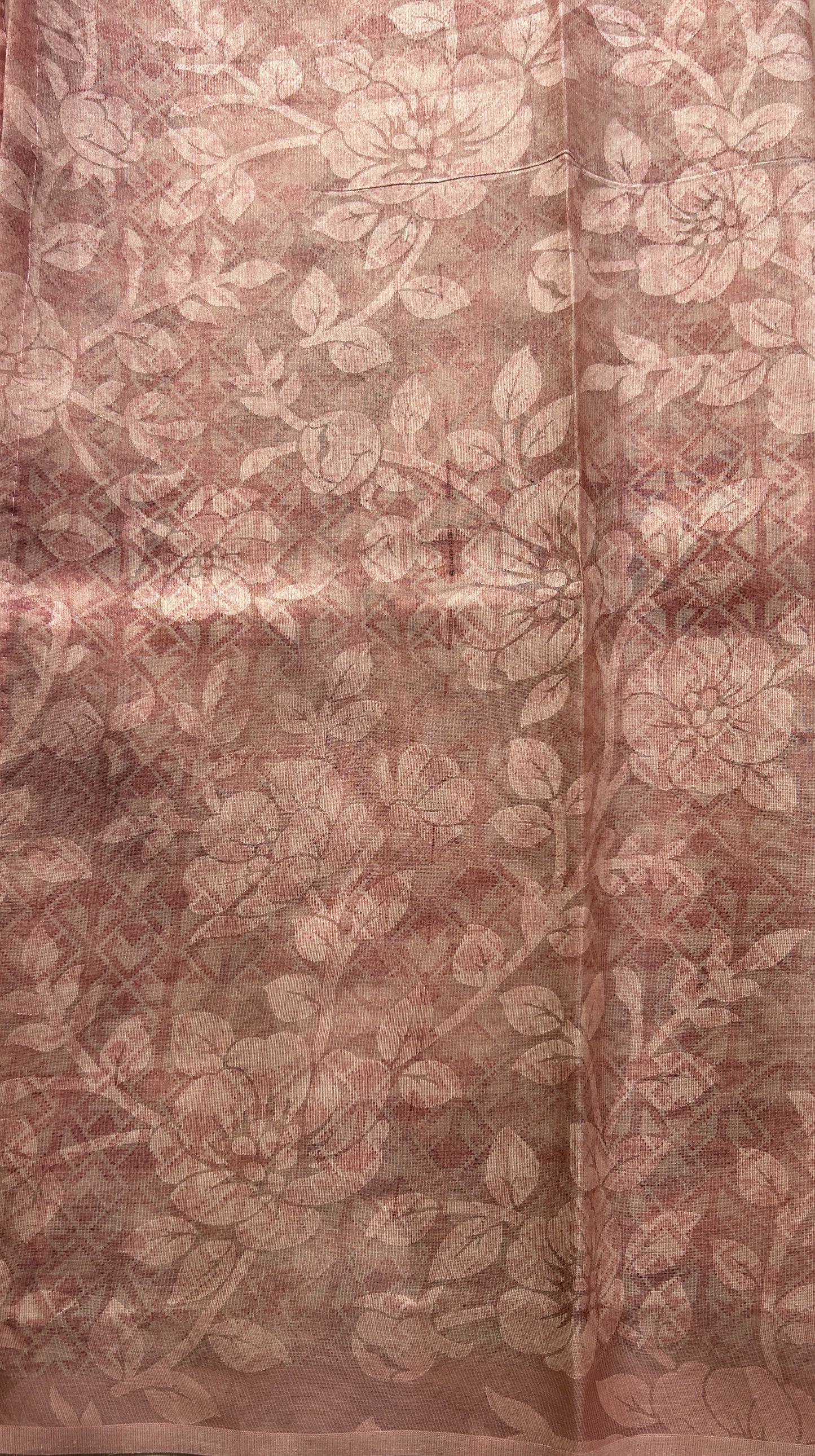 Semi Tussar Tissue Saree Baby Pink Colored complemented with a Borderless. - Sampradaya Designer Studio