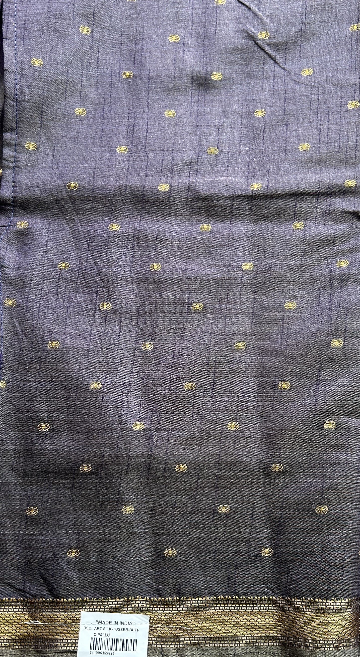 Semi Tussar Saree Dark Lavender Colored Complemented with a Zari Border. - Sampradaya Designer Studio