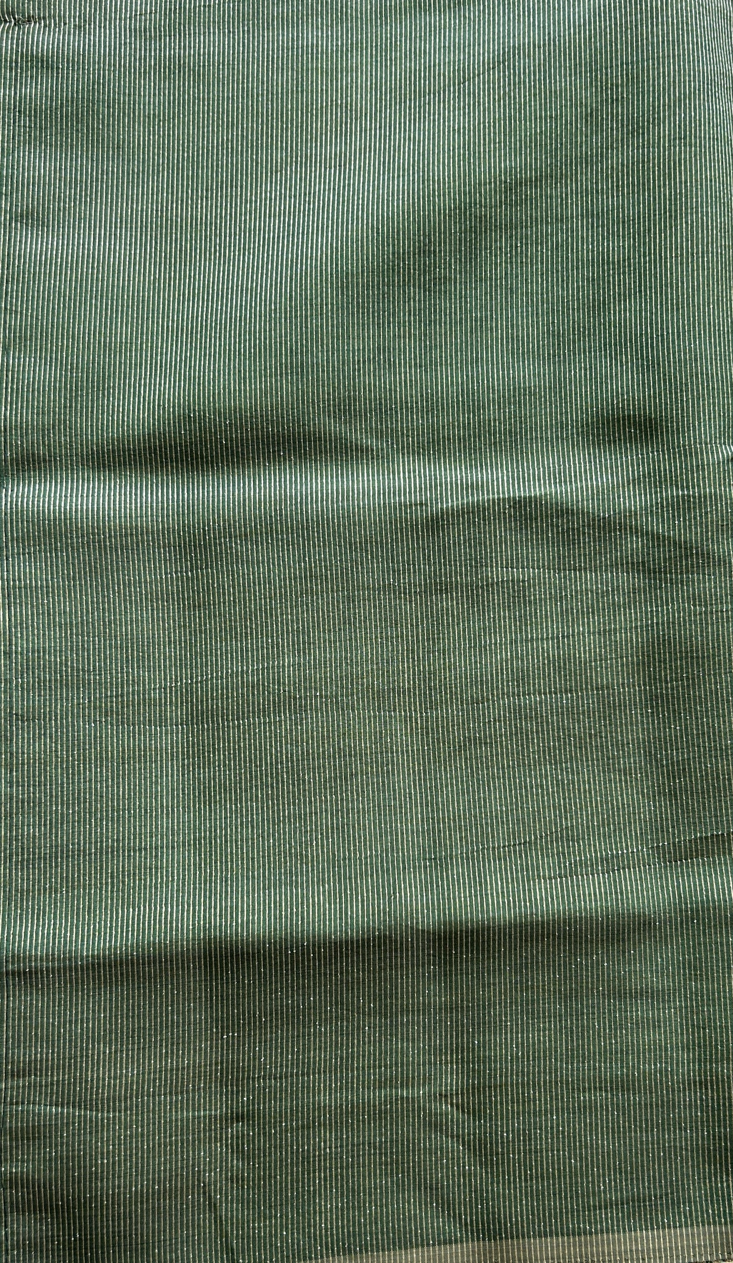 Semi Tussar Saree Green Colored Complemented with a Zari Border. - Sampradaya Designer Studio
