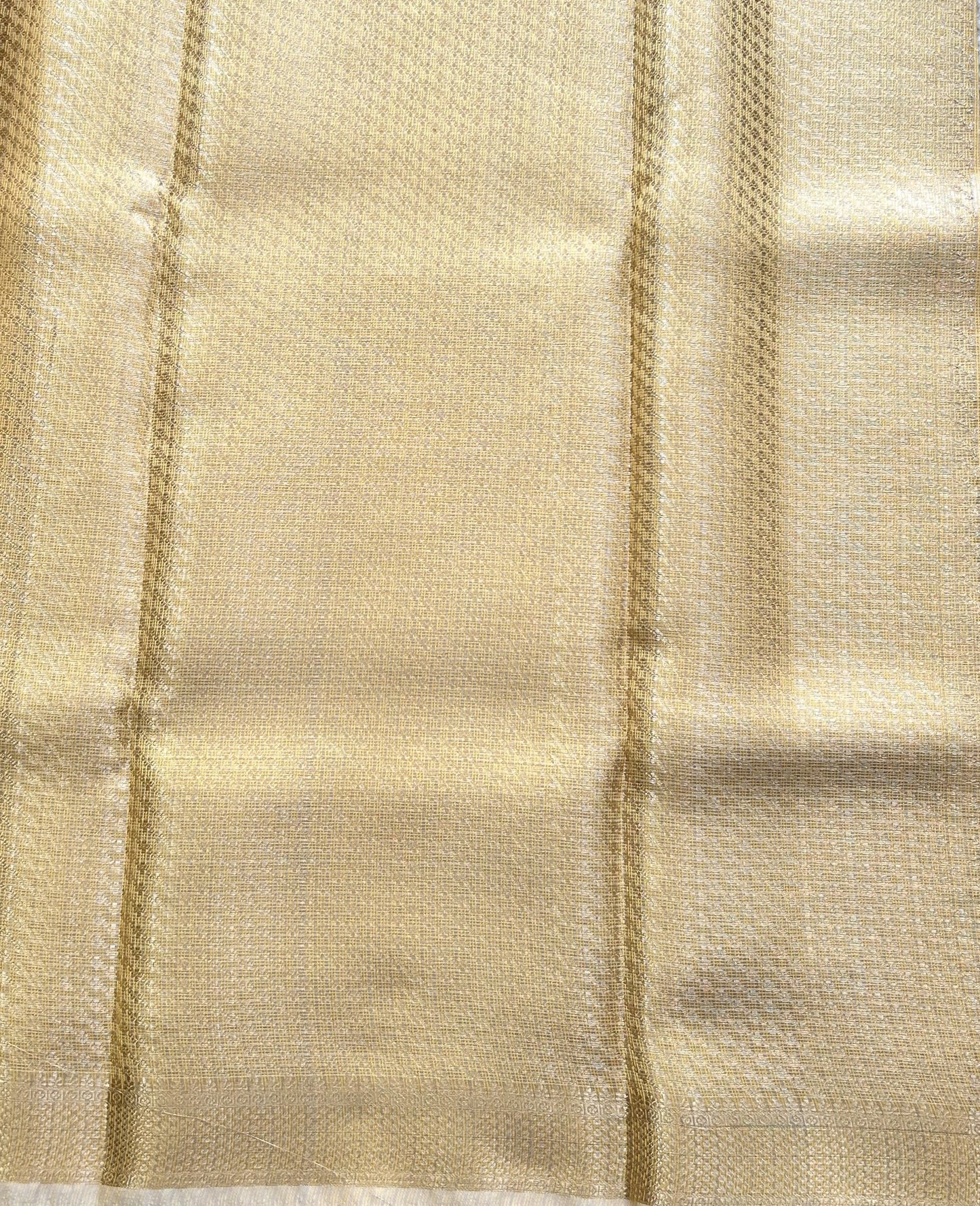 Tissue Kota Saree Light Honey Yellow Colored Elegantly Paired with a Tissue Border