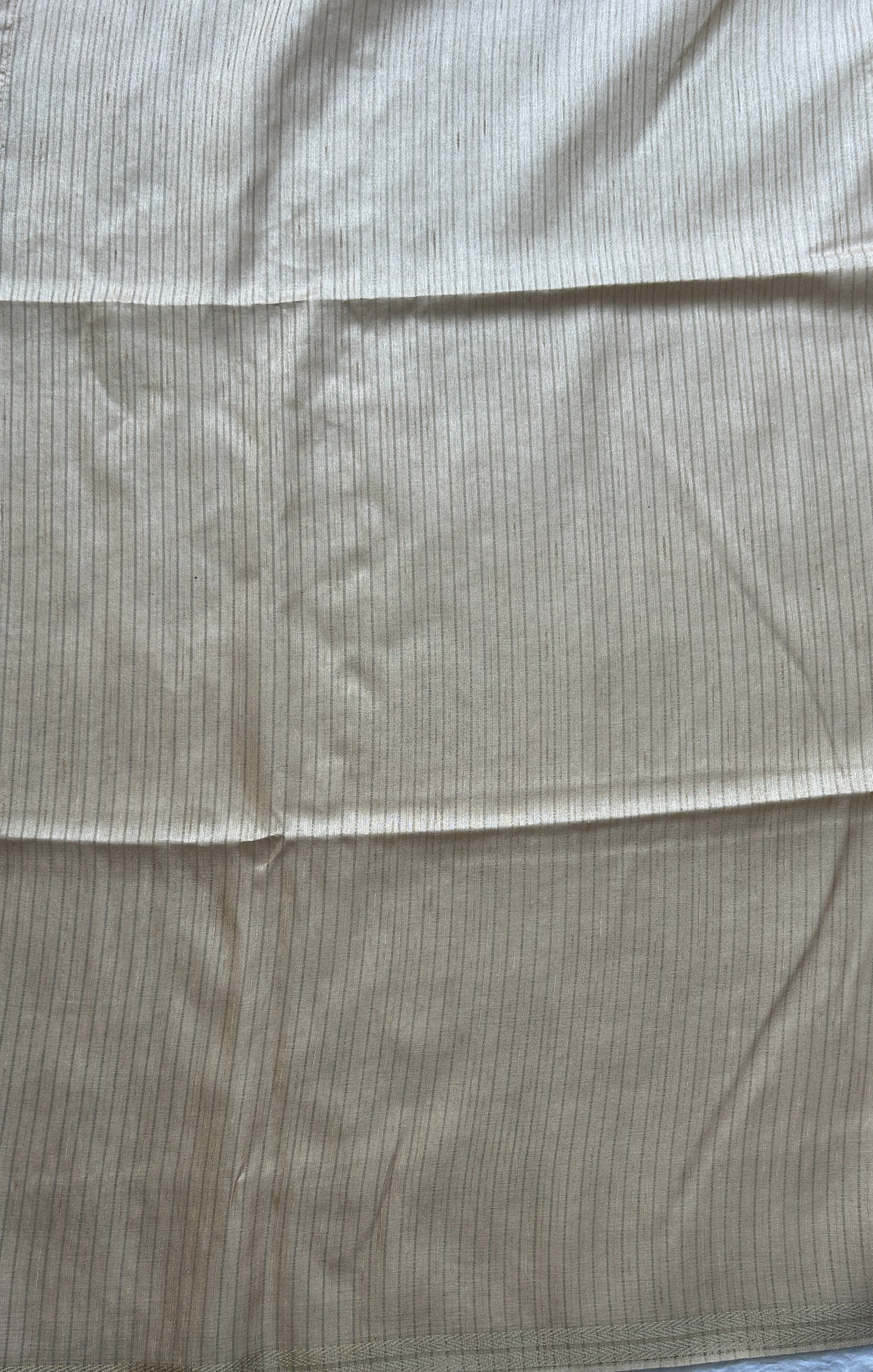 Semi Tussar Saree Sandalwood Colored Complemented with a Zari Border. - Sampradaya Designer Studio