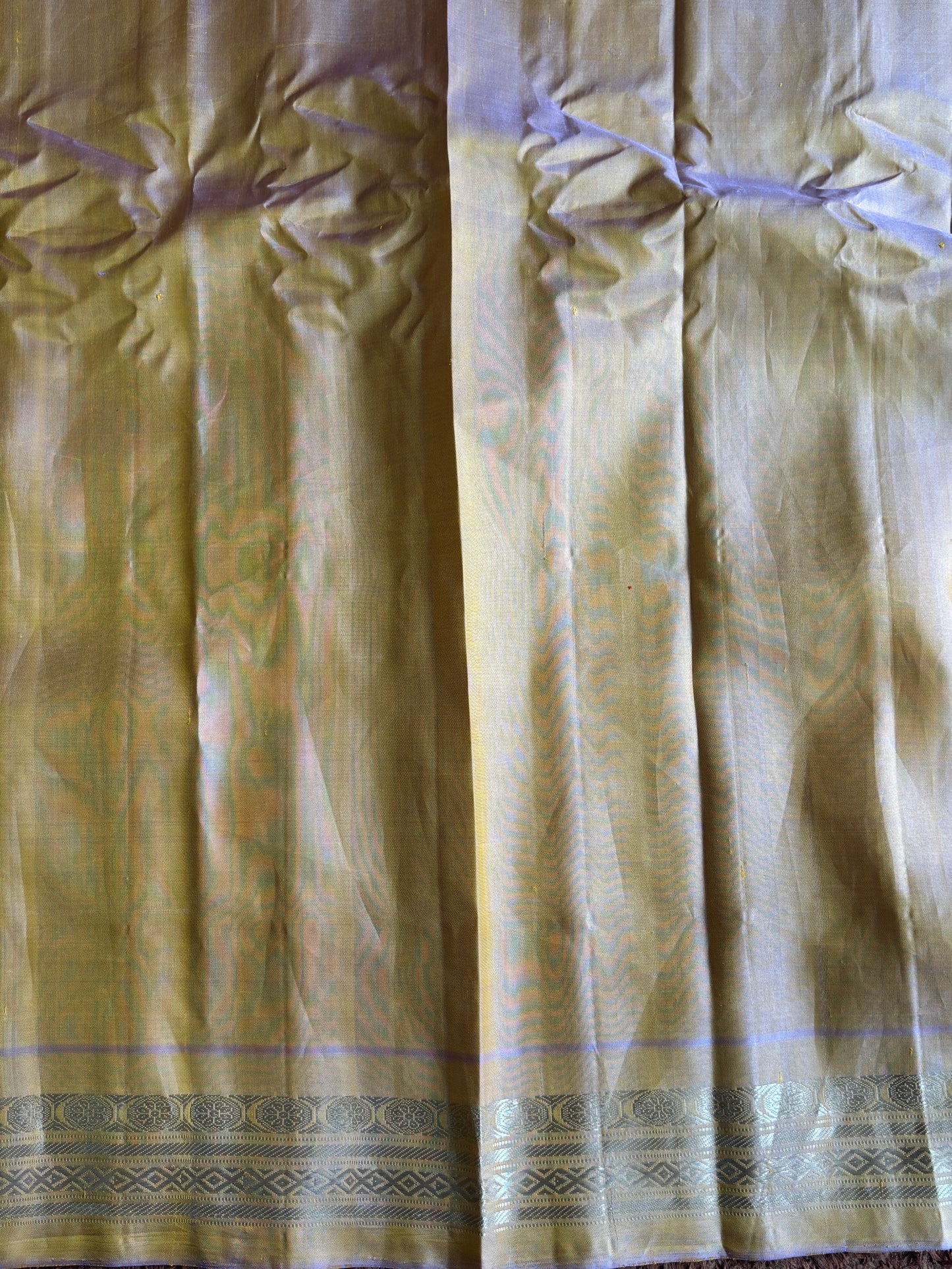 Gadwal Silk Saree Black Colored Complemented With a Light Yellow Zari Border - Sampradaya Designer Studio
