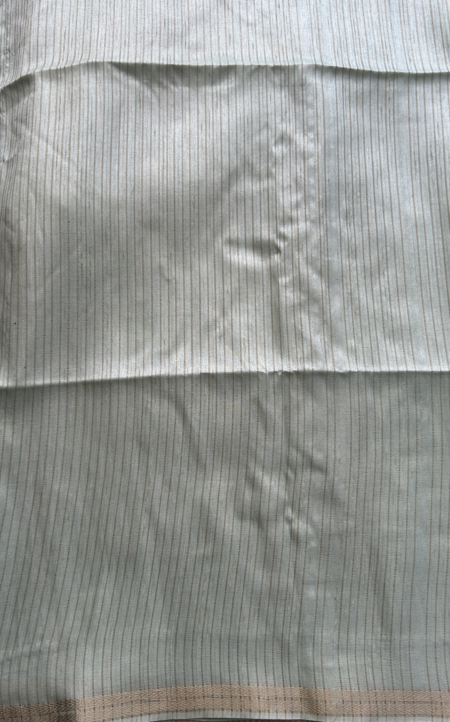 Semi Tussar Saree Colored Light Sea Blue Complemented with a Zari Border. - Sampradaya Designer Studio