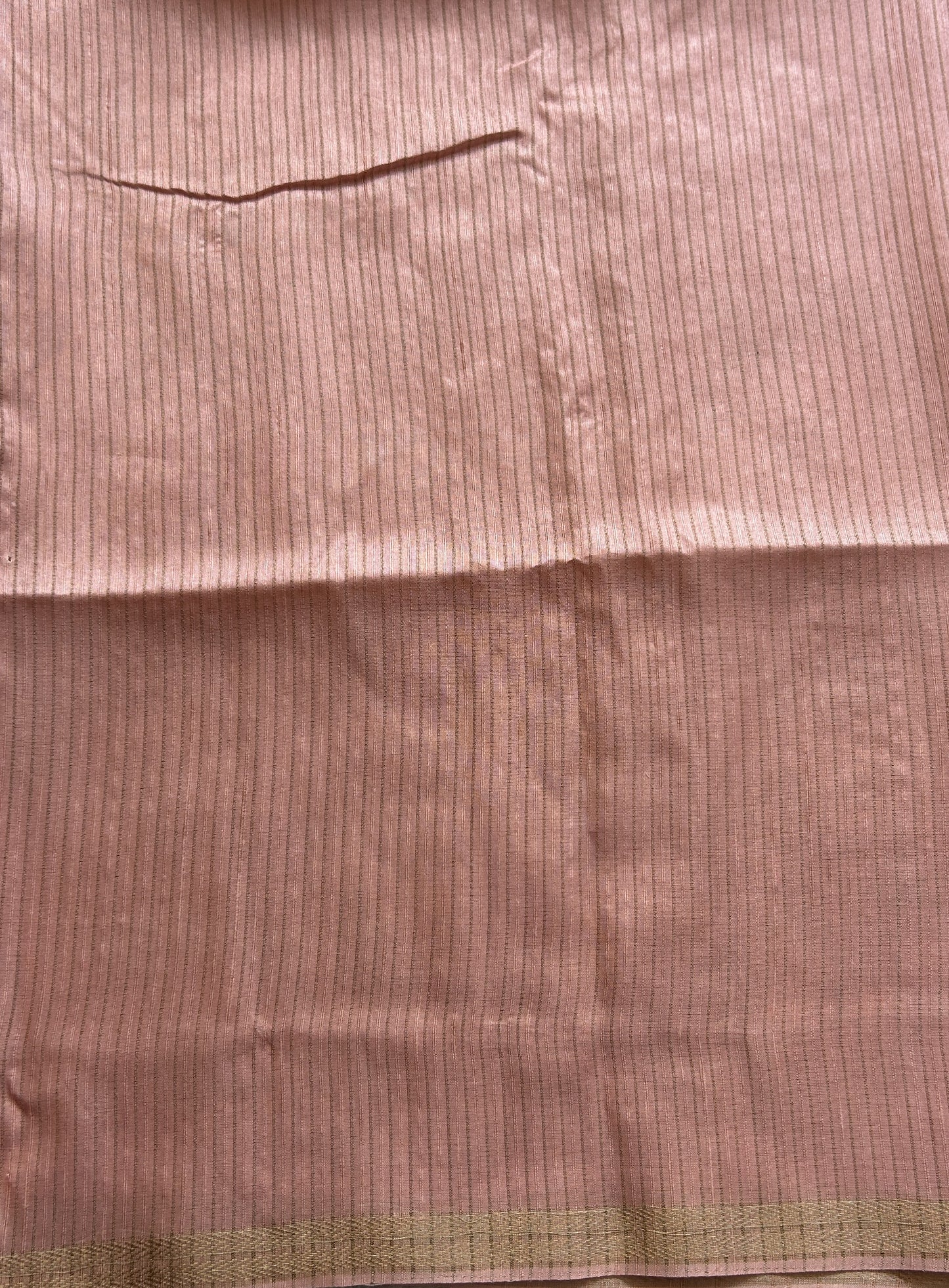 Semi Tussar Saree Colored Light Pink Complemented with a Zari Border. - Sampradaya Designer Studio