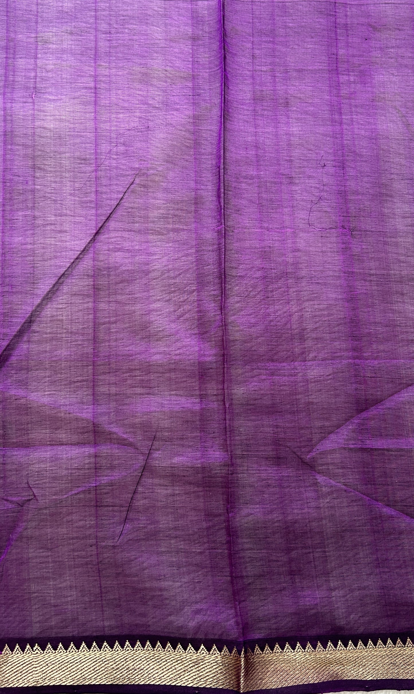 Mangalagiri Plain Pattu Saree Purple colored Saree complemented with a Gold Mangalagiri Gap Border - Sampradaya Designer Studio