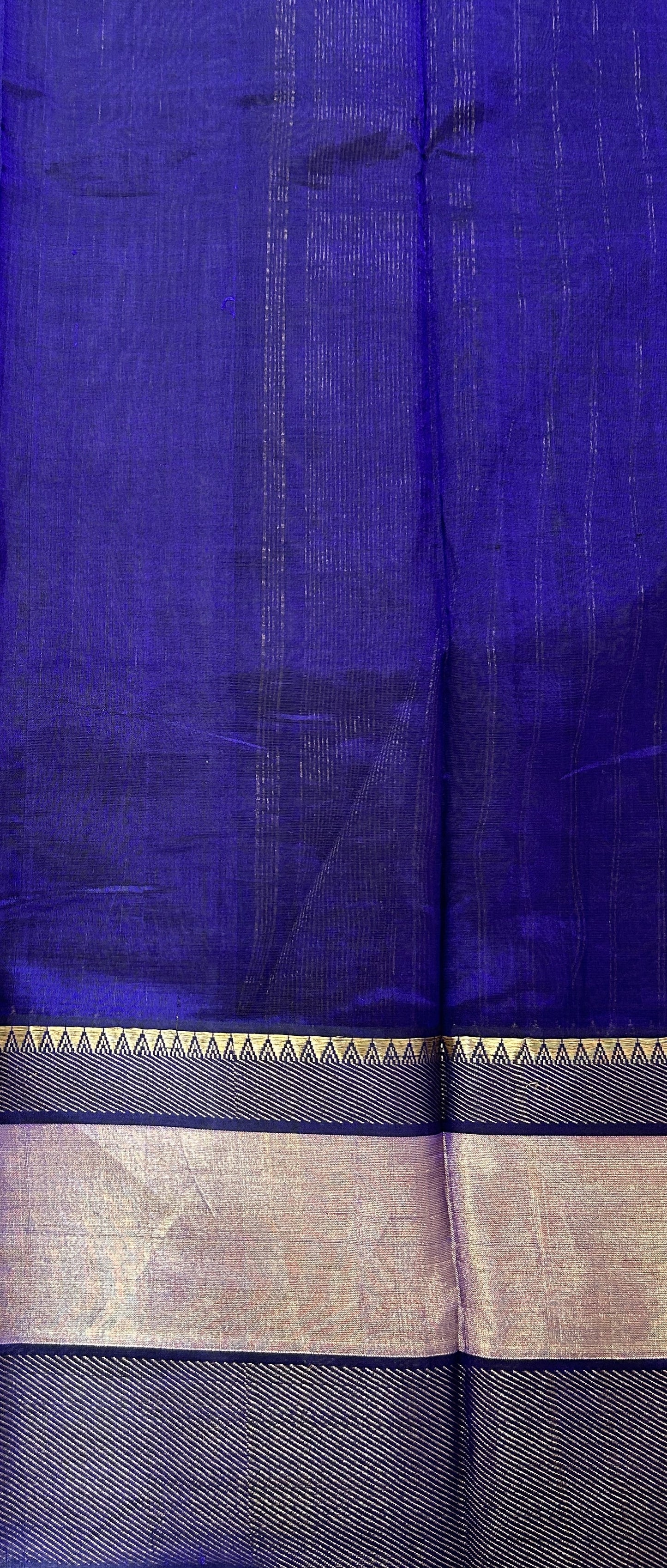 Mangalagiri Plain Pattu Saree Dark Purple colored Saree complemented with a Gold Mangalagiri Border - Sampradaya Designer Studio