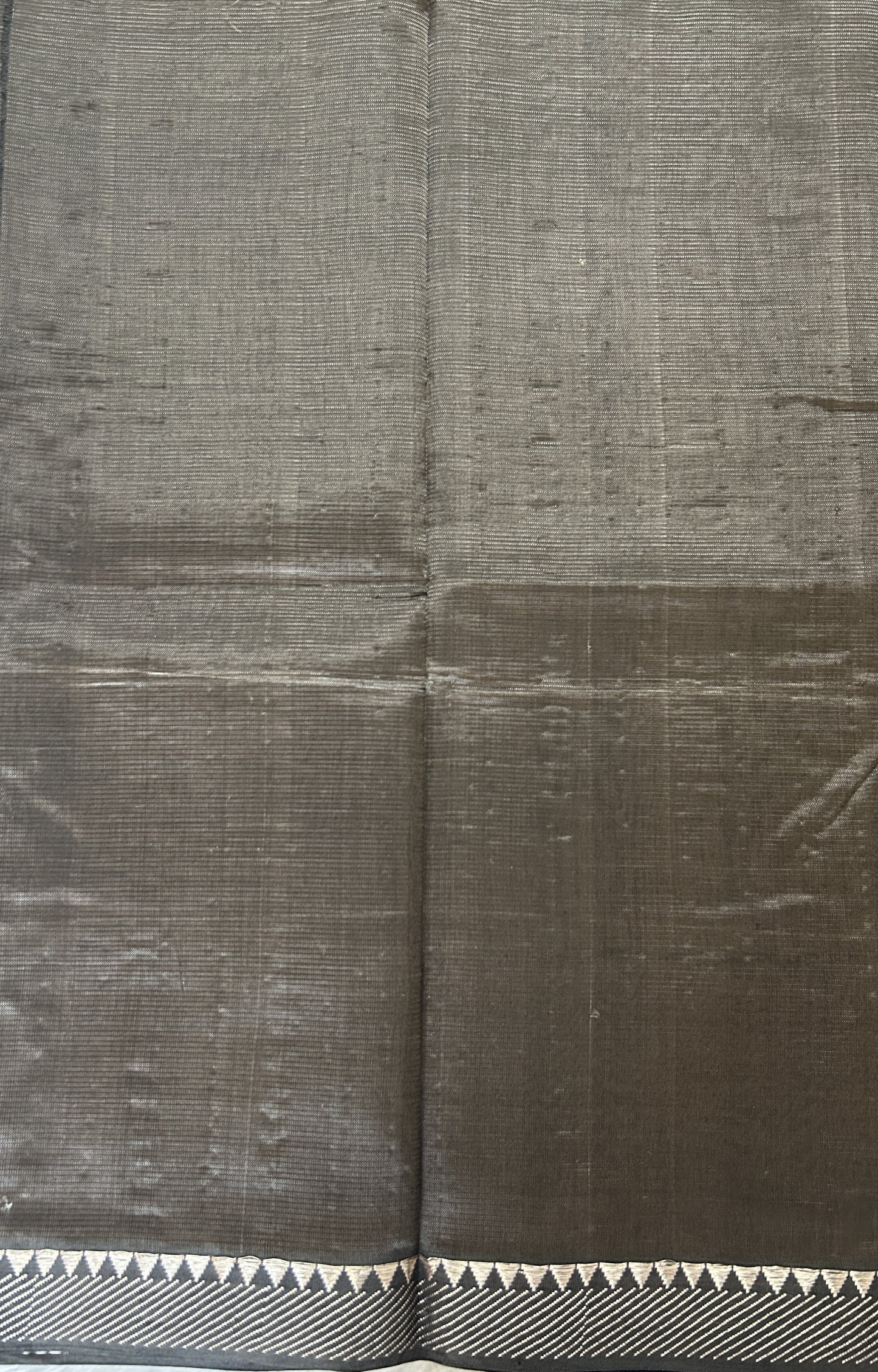 Mangalagiri Plain Pattu Saree Dark Brown colored Saree complemented with a Silver Mangalagiri Border - Sampradaya Designer Studio