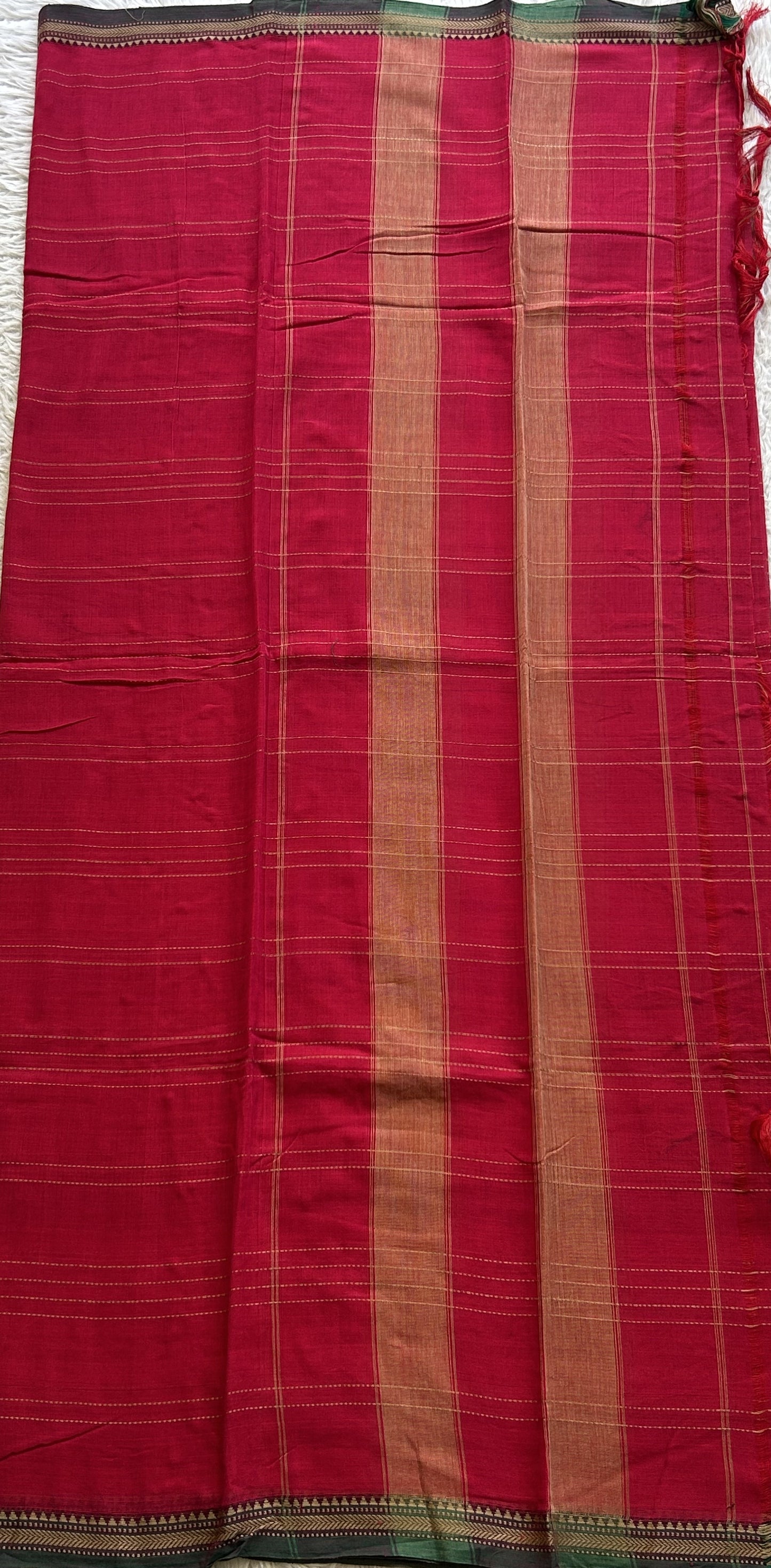 Narayanpet Cotton Dress Material – Rani Pink Color | Handloom Cotton