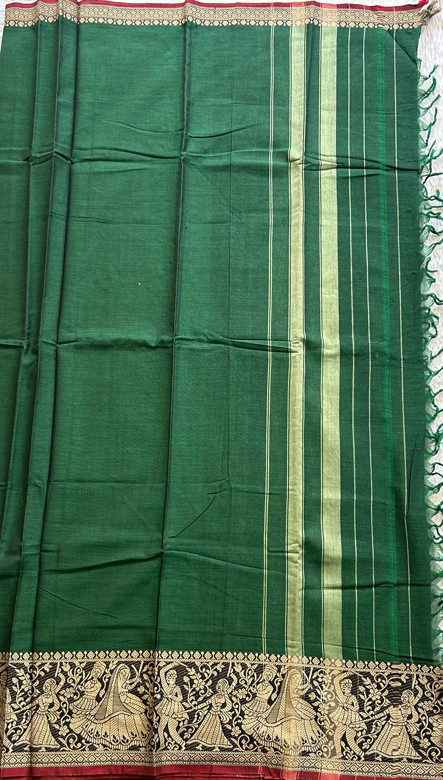 Narayanpet Cotton Dress Material – Light Green Color | Handloom Cotton