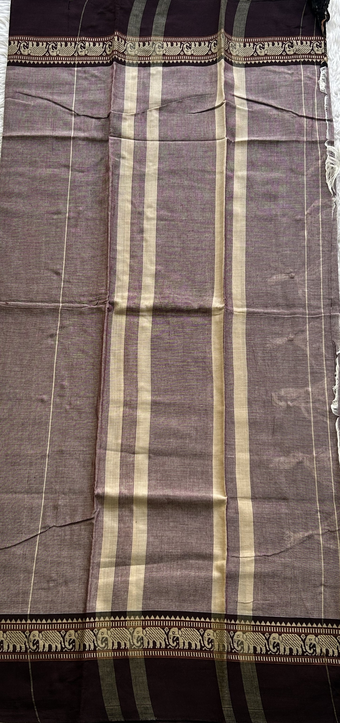 Narayanpet Cotton Dress Material – Brownish Gray Color | Handloom Cotton - Sampradaya Designer Studio