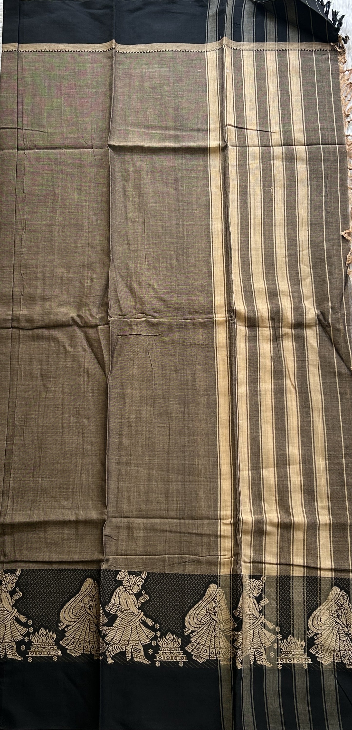 Narayanpet Cotton Dress Material – Taupe Color | Handloom Cotton