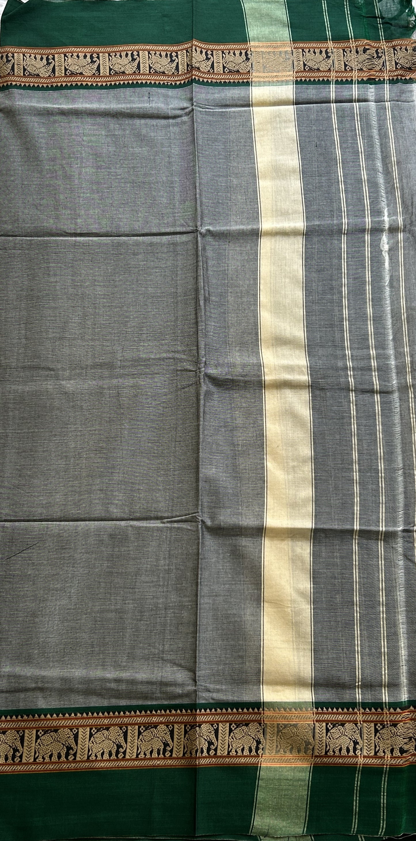Narayanpet Cotton Dress Material – Gray Color | Handloom Cotton
