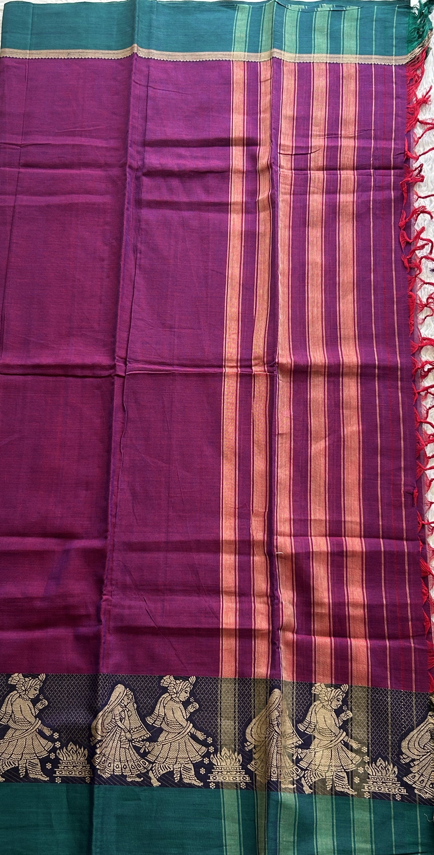 Narayanpet Cotton Dress Material – Lollipop Color Thread Border | Handloom Cotton