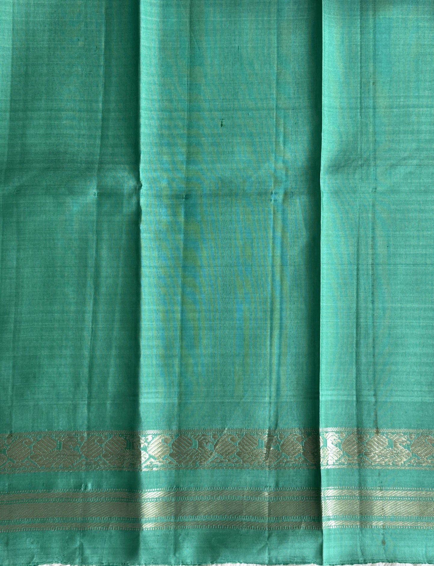 Gadwal Silk Saree Honey Colored Complemented With Gold Zari Border - Sampradaya Designer Studio
