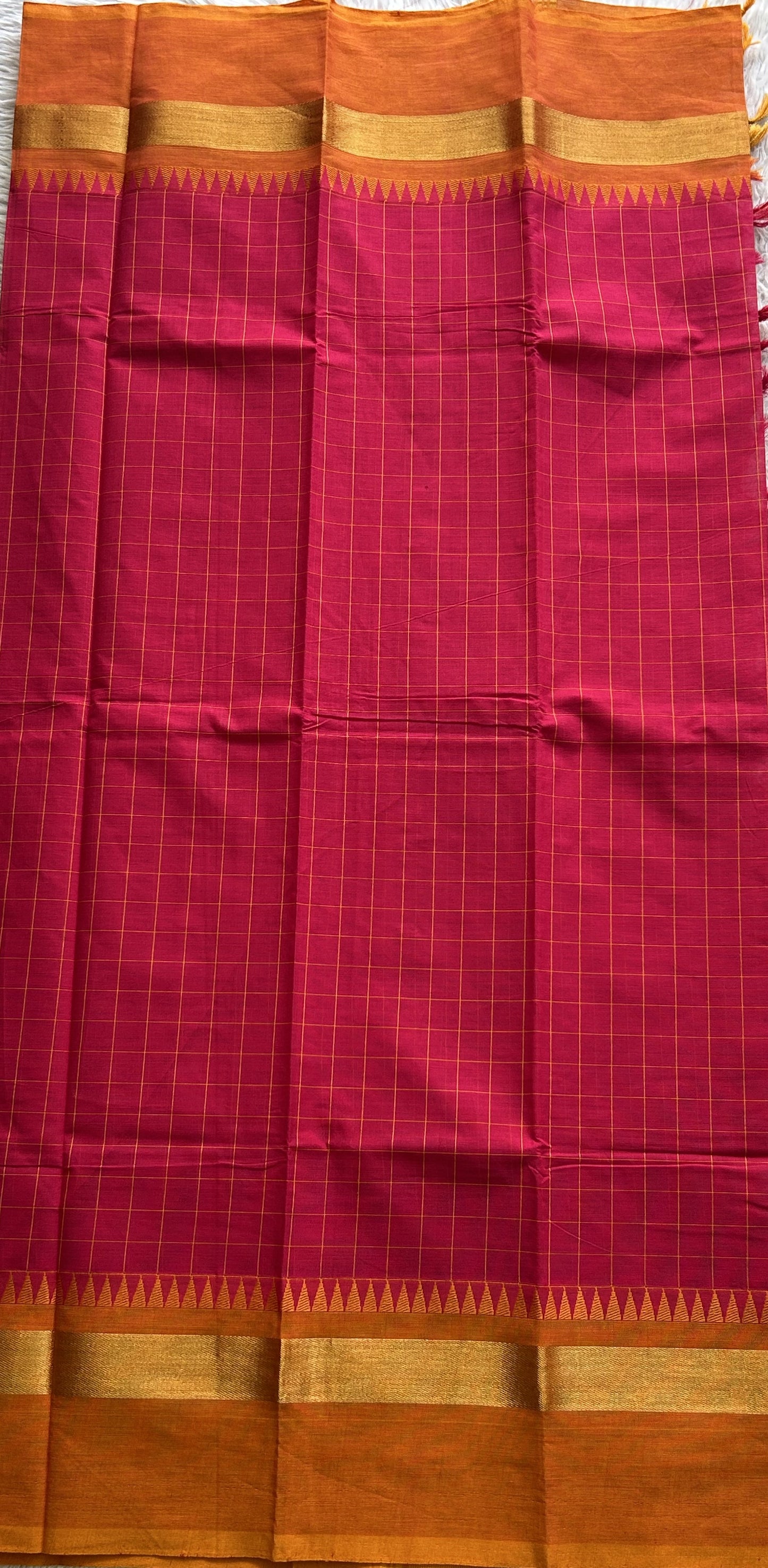 Rani Pink With Checks Kanchi Cotton Dress Material