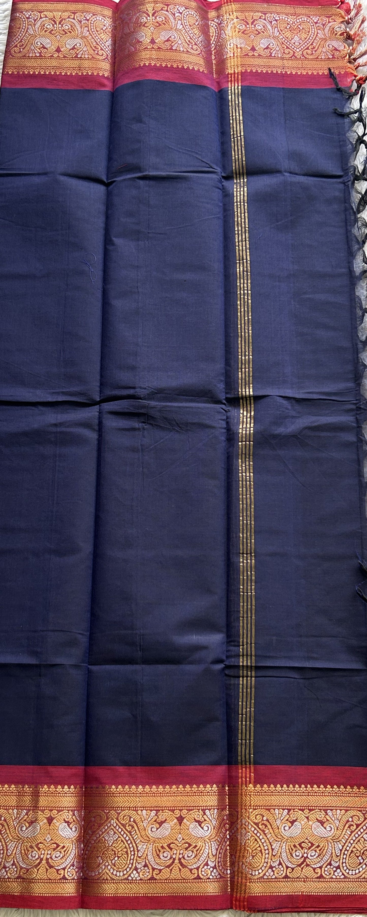 Ink Blue Color Kanchi Cotton Dress Material